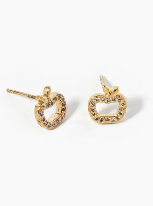 18K-Gold-Dipped CZ Pave Apple Stud Earrings