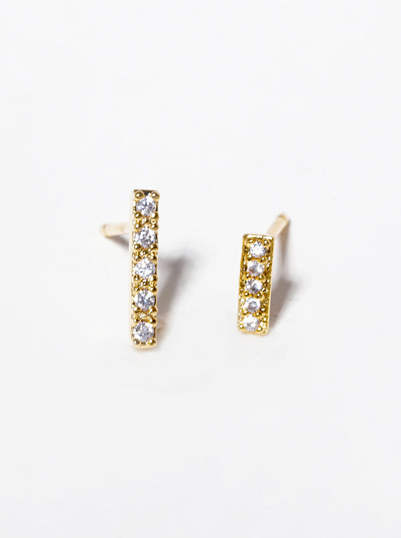 White Gold Dipped CZ Pave Triangle Post Stud Earrings