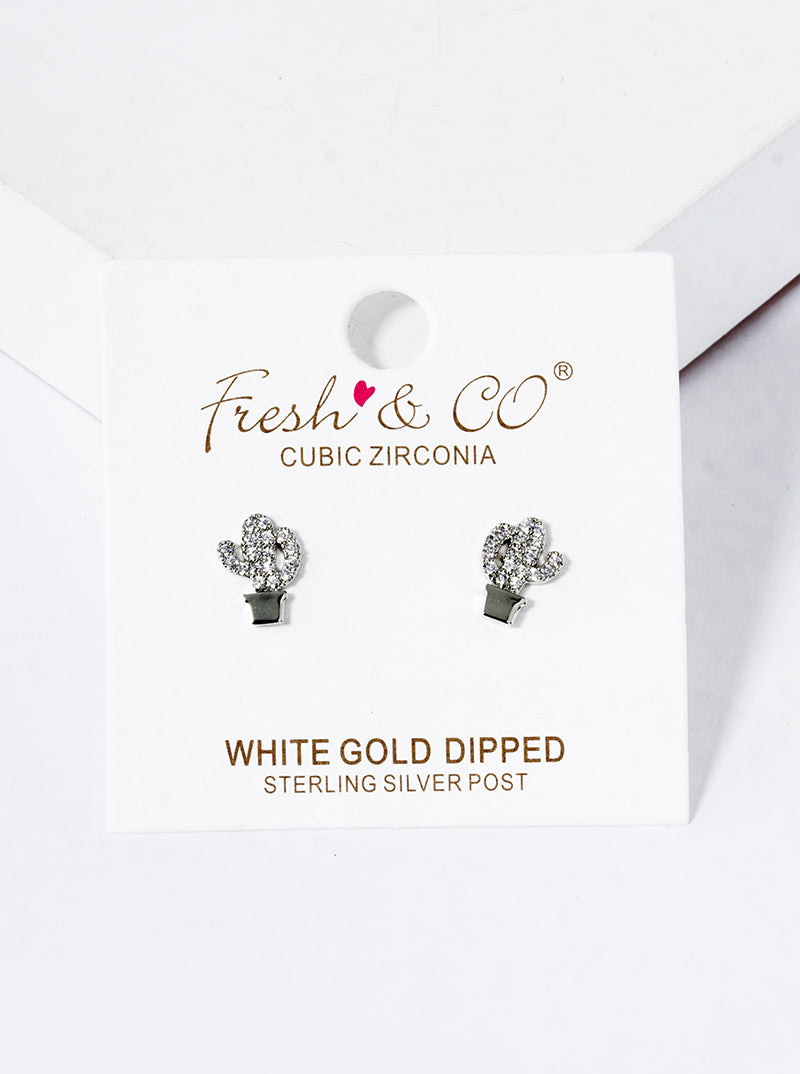 18K Gold Dipped CZ Pave Square Post Stud Earrings