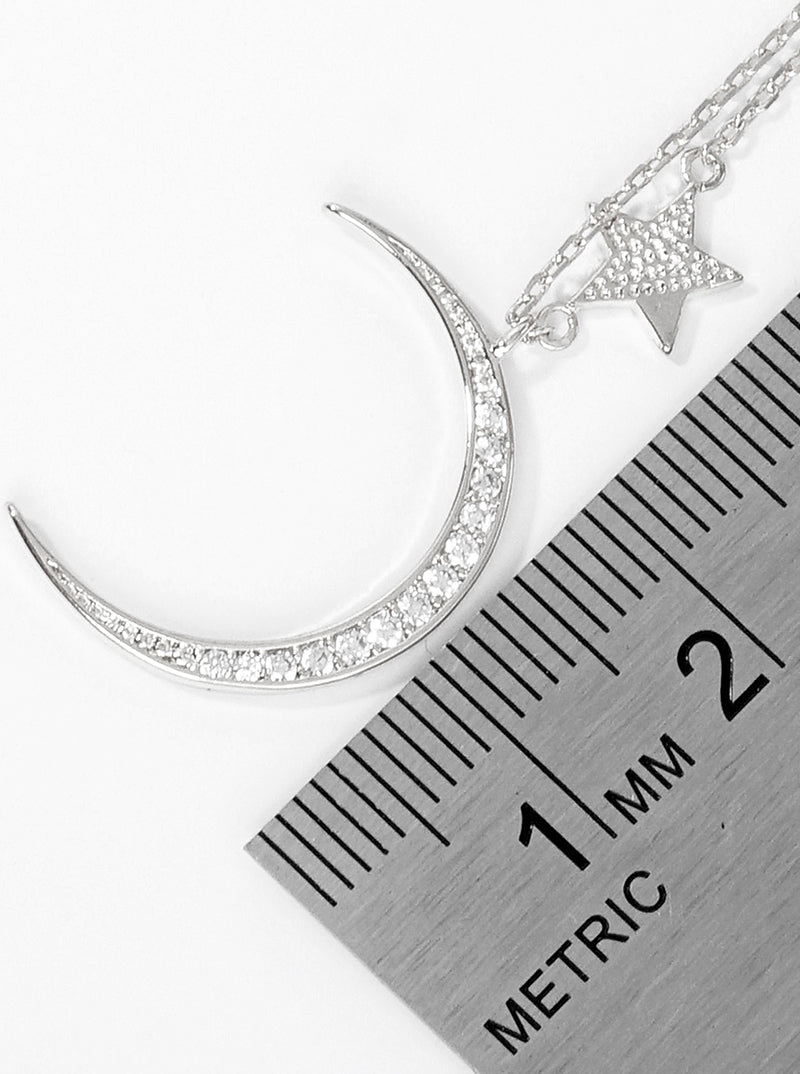 18K Gold Dipped CZ Pave Celestial Stars Pendant Delicate Necklace