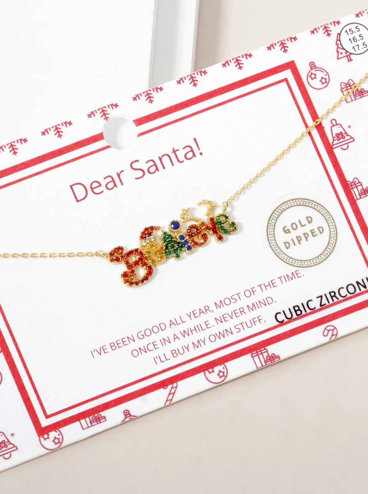 18K Gold Dipped CZ Pave Christmas Pendant Necklace