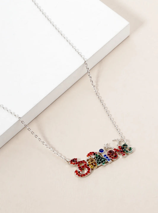 18K Gold Dipped CZ Pave Christmas Pendant Necklace