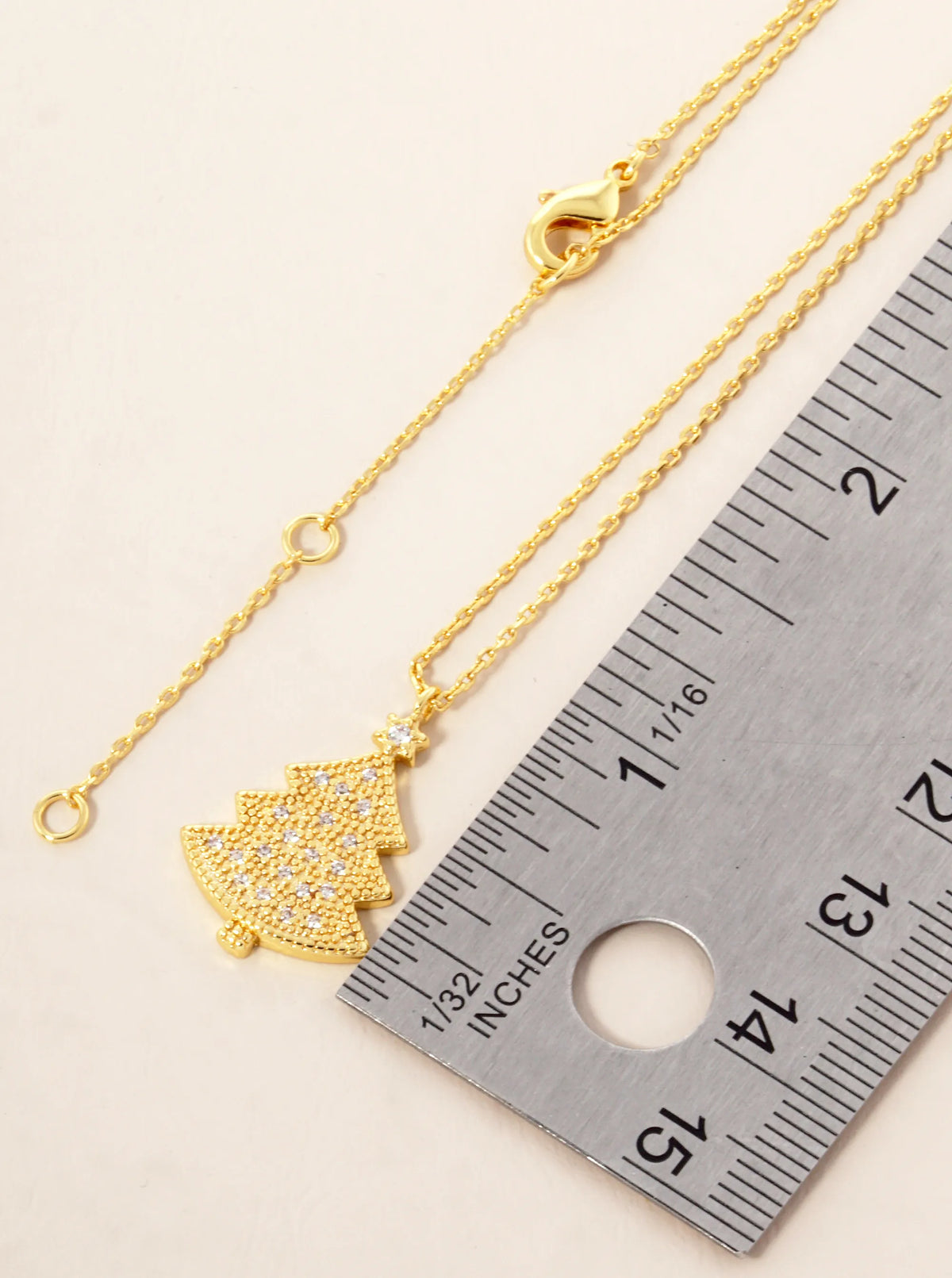 18K Gold Dipped CZ Pave Christmas Tree Pendant Necklace
