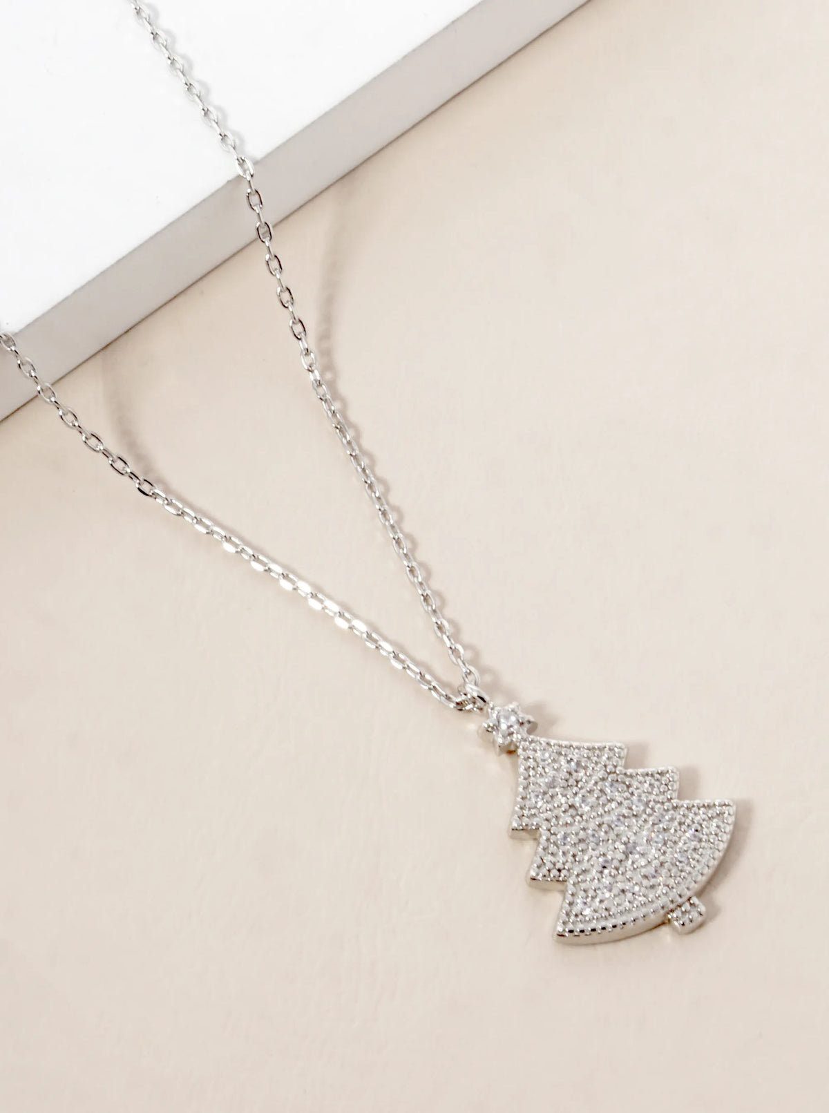 18K Gold Dipped CZ Pave Christmas Tree Pendant Necklace