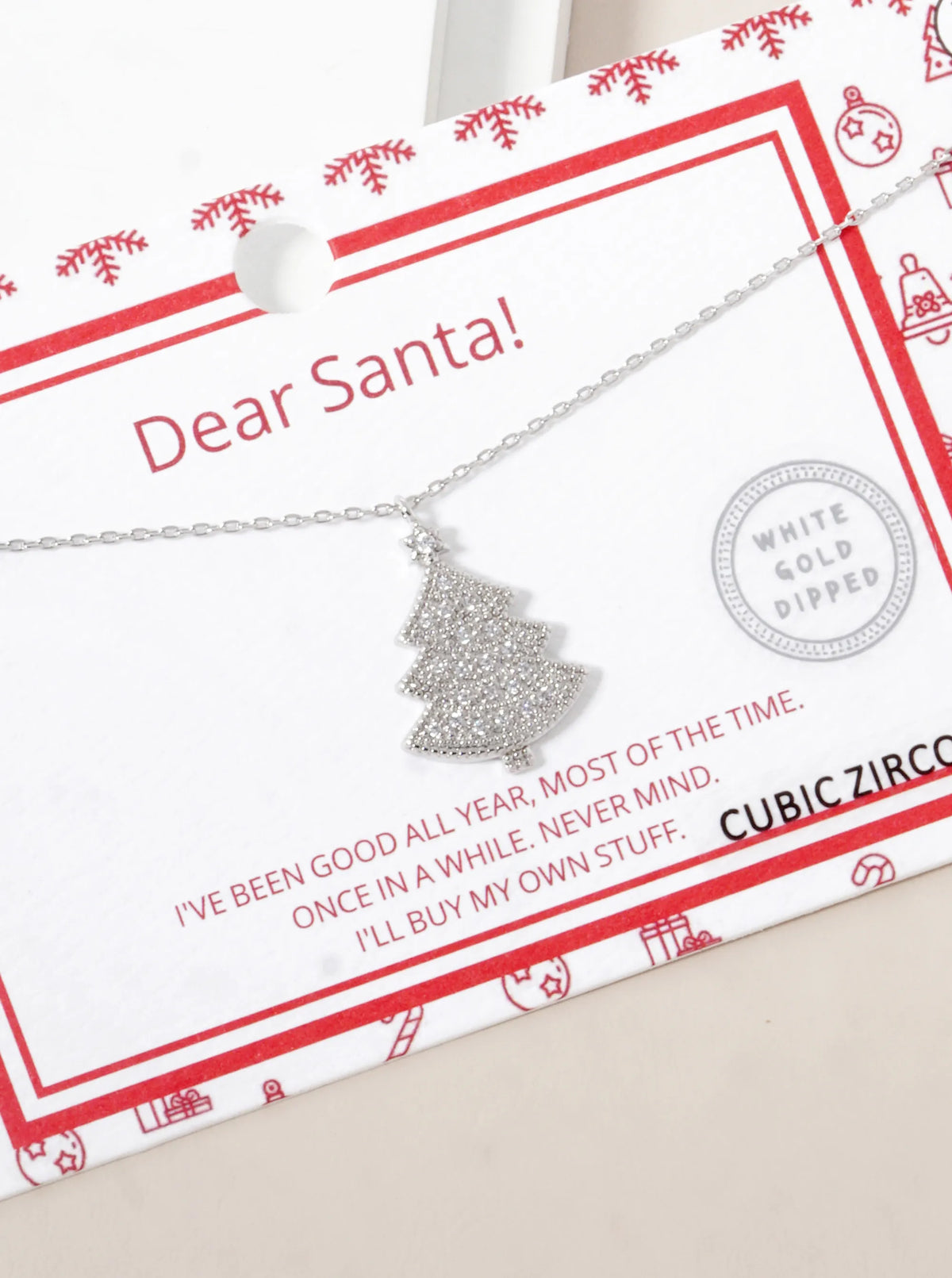 18K Gold Dipped CZ Pave Christmas Tree Pendant Necklace