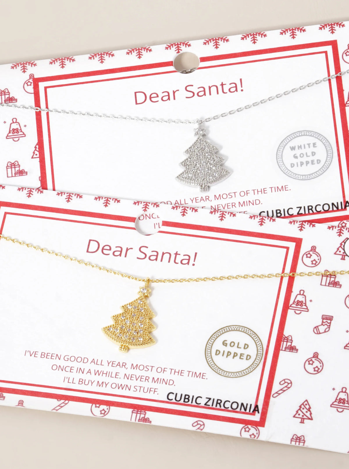 18K Gold Dipped CZ Pave Christmas Tree Pendant Necklace