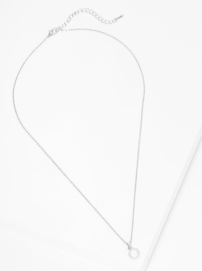 18K Gold Dipped CZ Pave Circle Pendant Delicate Brass Necklace