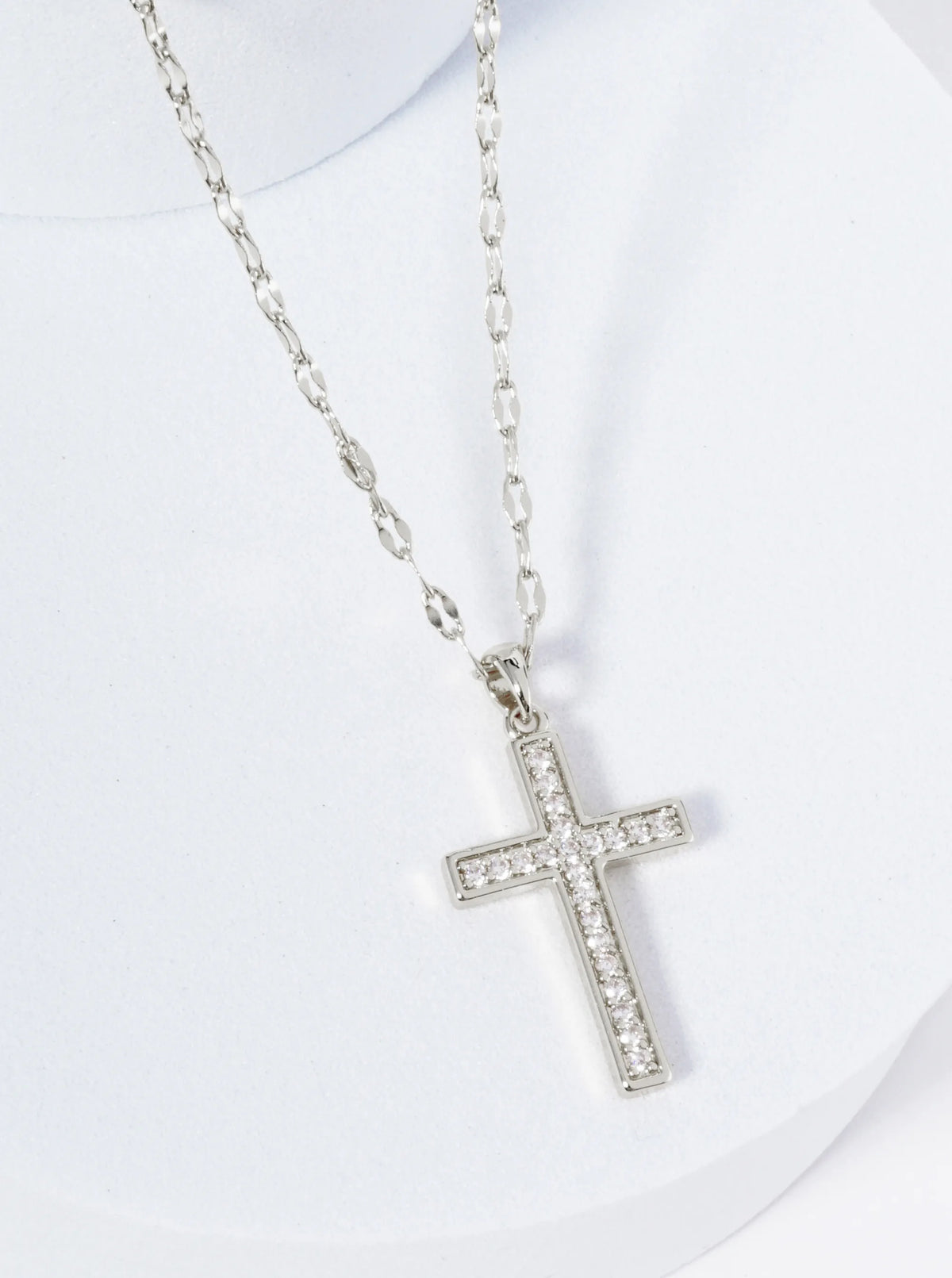 18K Gold Dipped CZ Pave Cross Pendant Necklace