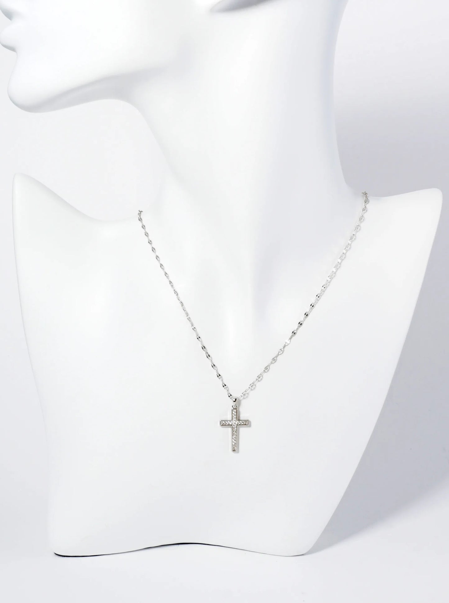 18K Gold Dipped CZ Pave Cross Pendant Necklace