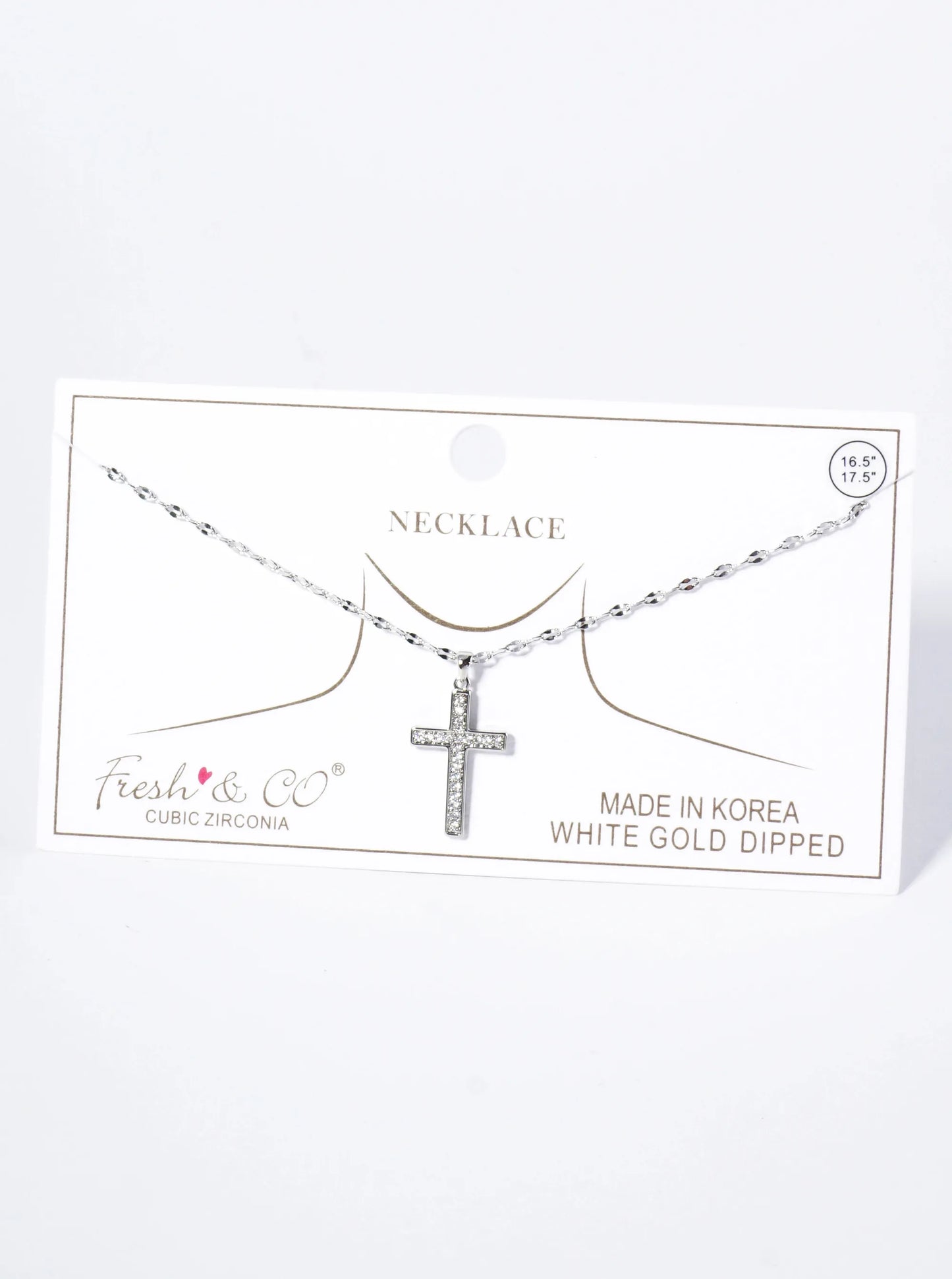 18K Gold Dipped CZ Pave Cross Pendant Necklace