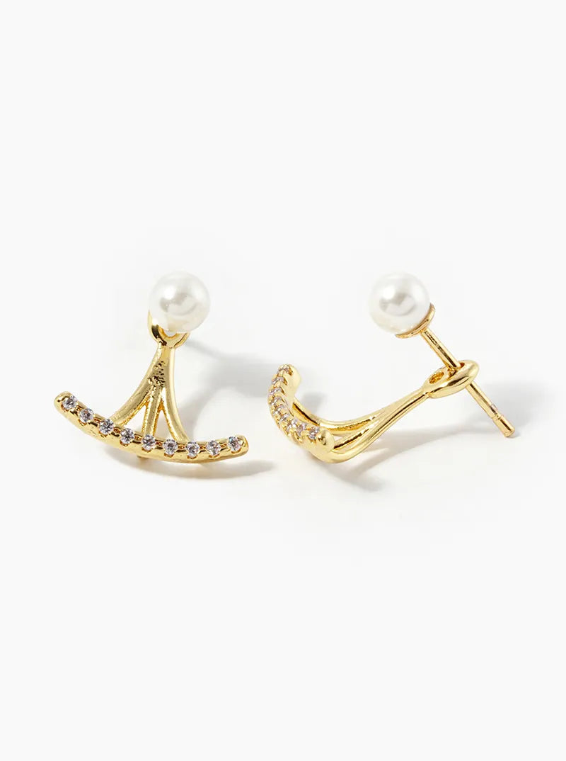 Minimalist 18K-Gold-Dipped CZ Star And Gun Stud Earrings