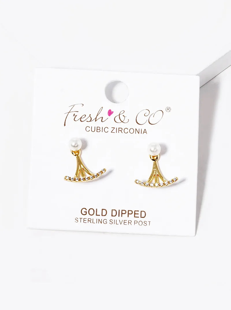 Minimalist 18K-Gold-Dipped CZ Star And Gun Stud Earrings