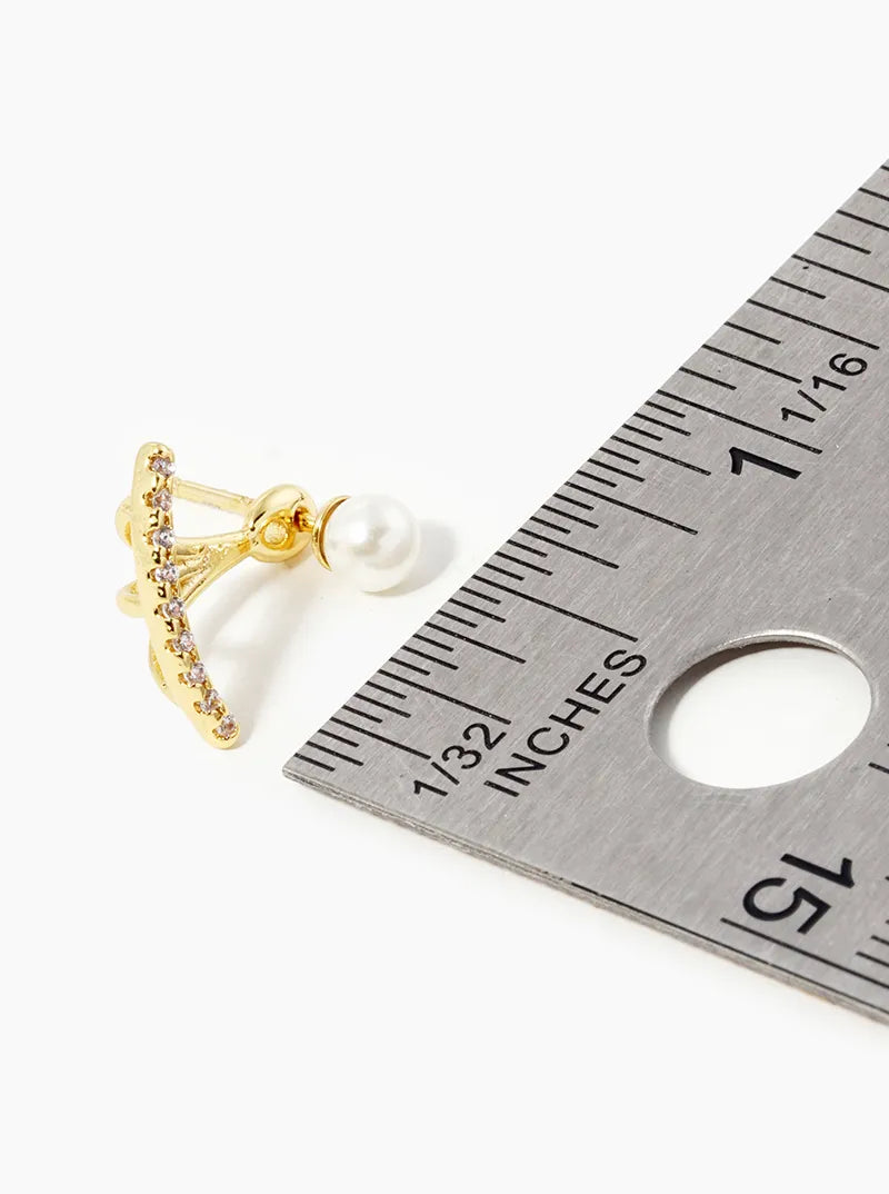 Minimalist 18K-Gold-Dipped CZ Star And Gun Stud Earrings