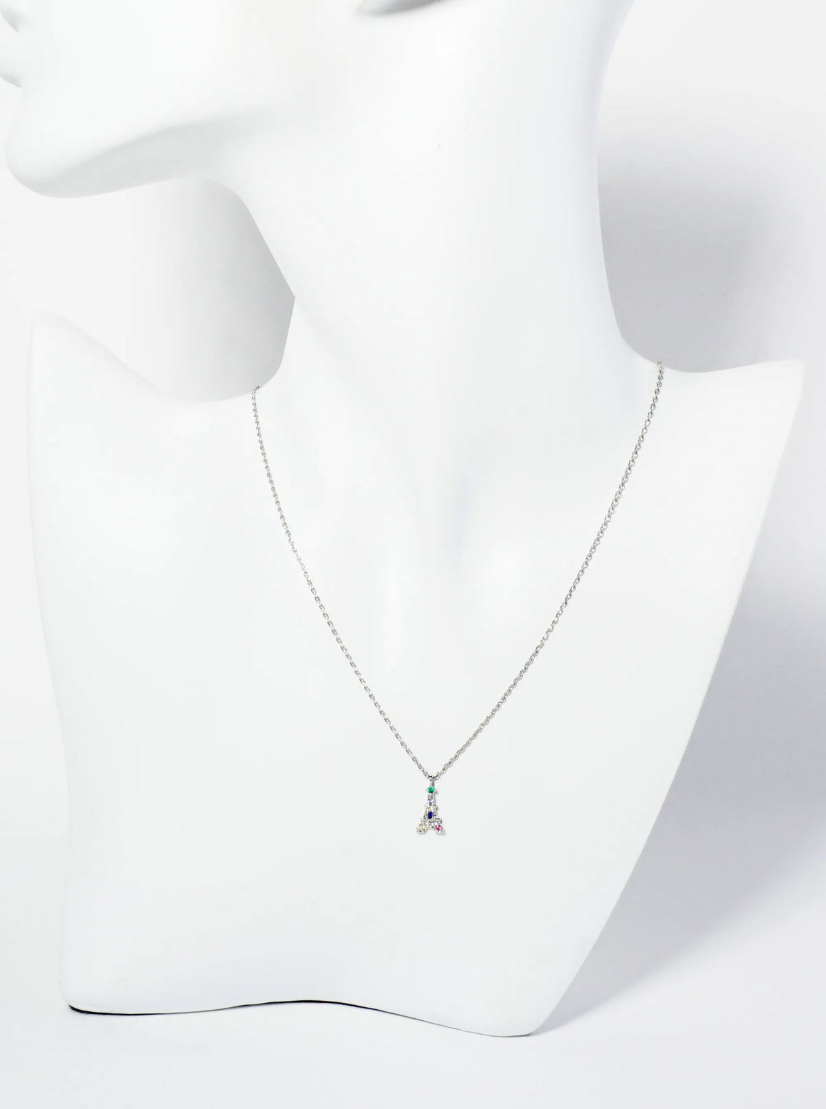 18K Gold Dipped CZ Pave Dainty Eiffel Tower Pendant Necklace
