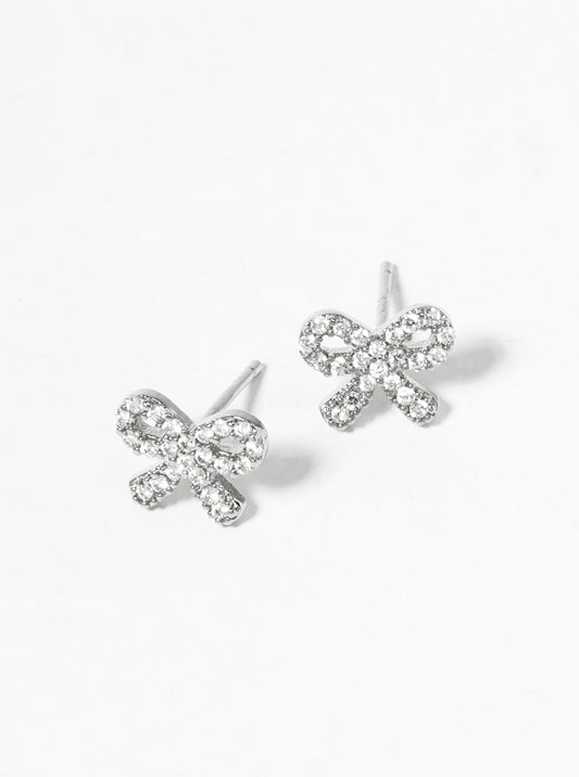 18K Gold Dipped CZ Pave G Clef Musical Note Post Stud Earrings
