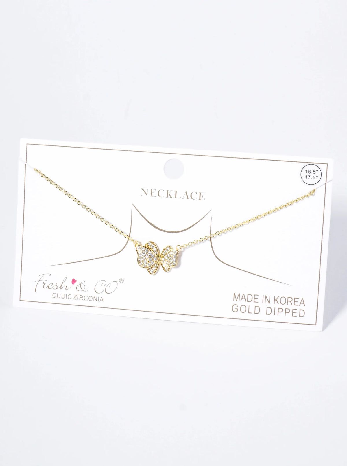 18K Gold Dipped CZ Pave Dynamic Butterfly Pendant Necklace