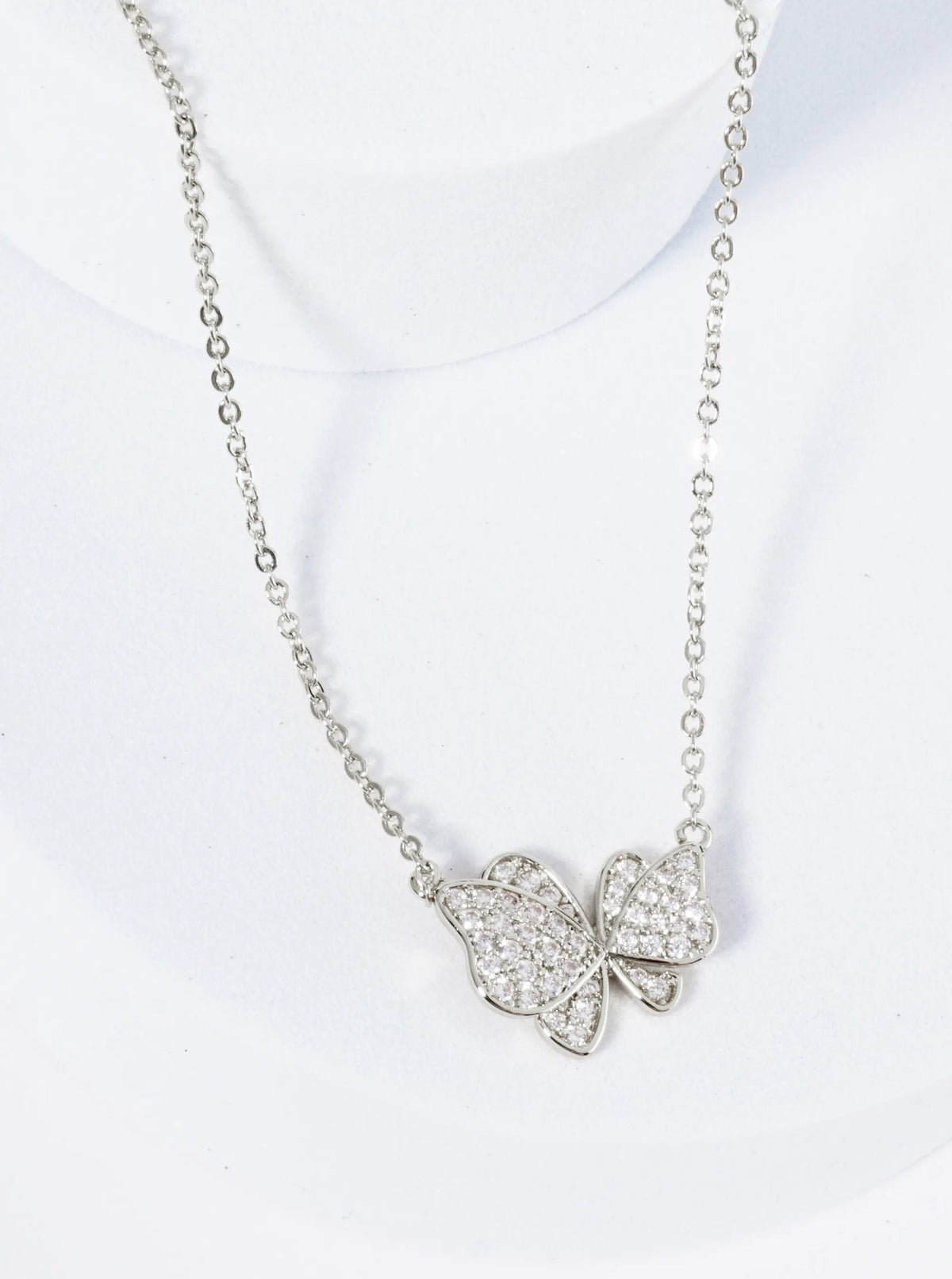 18K Gold Dipped CZ Pave Dynamic Butterfly Pendant Necklace