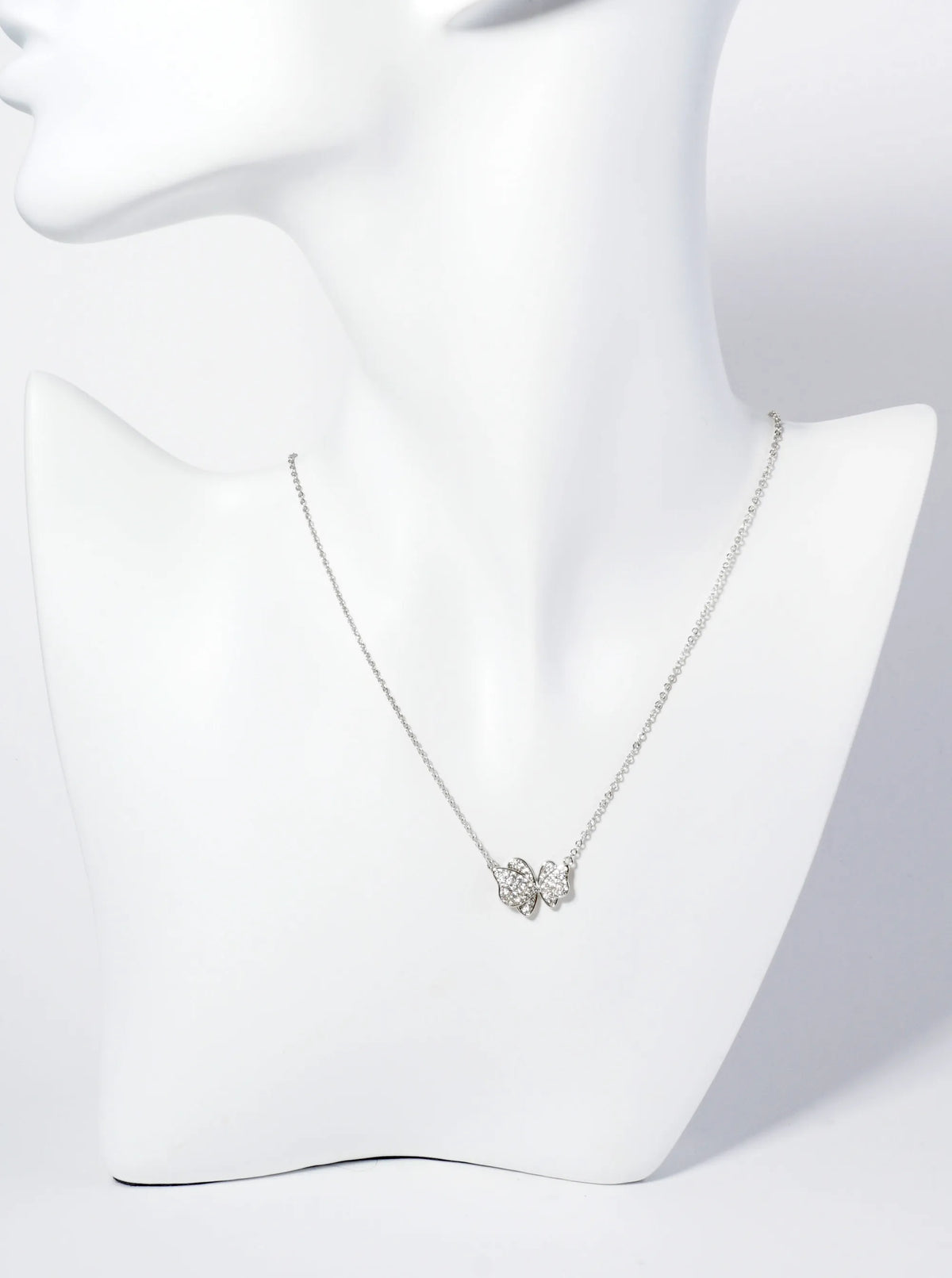 18K Gold Dipped CZ Pave Dynamic Butterfly Pendant Necklace
