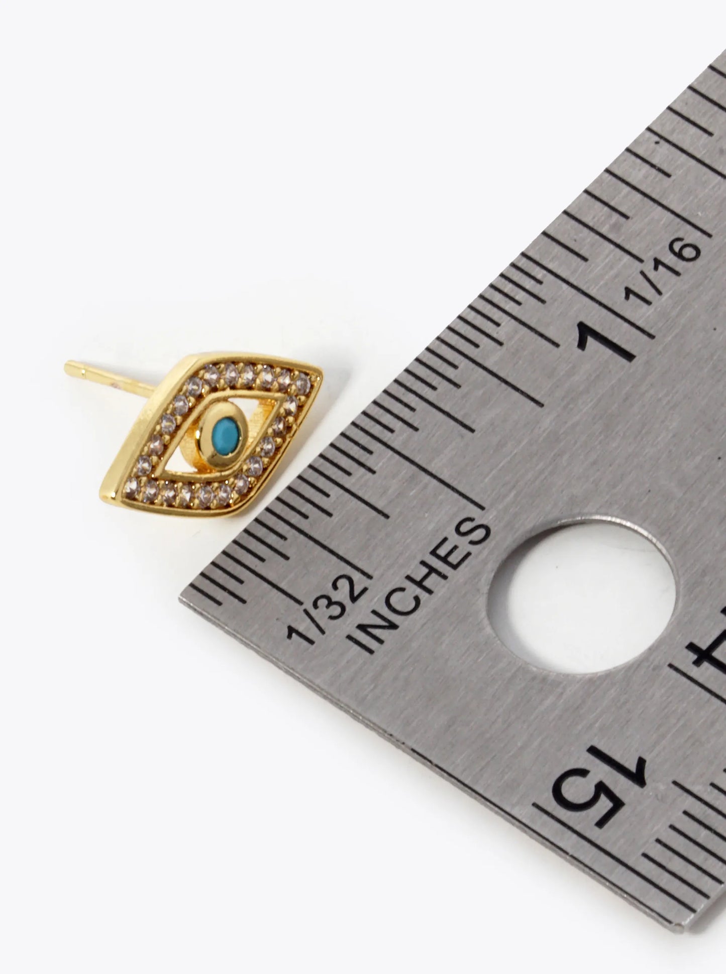 18K-Gold-Dipped CZ Pave Evil Eye Spiritual Stud Earrings