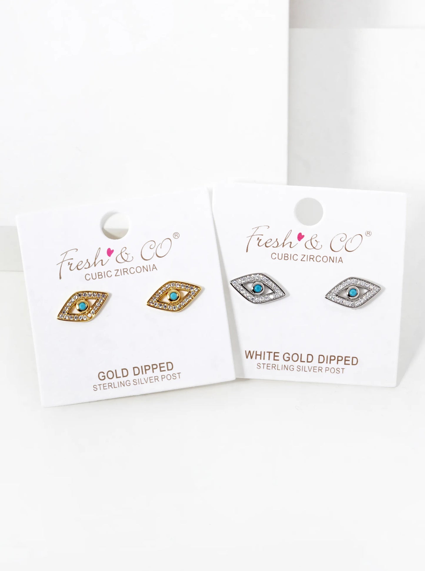 18K-Gold-Dipped CZ Pave Evil Eye Spiritual Stud Earrings