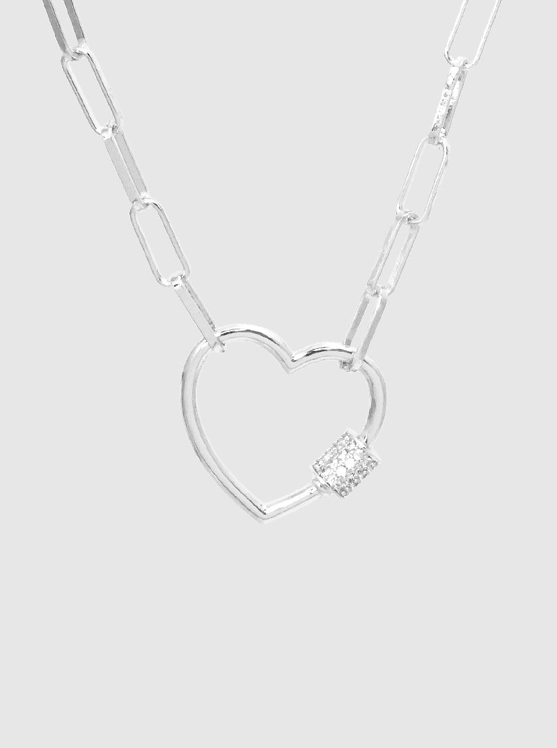 18K Gold Dipped CZ Pave Heart Pendant Chain Necklace