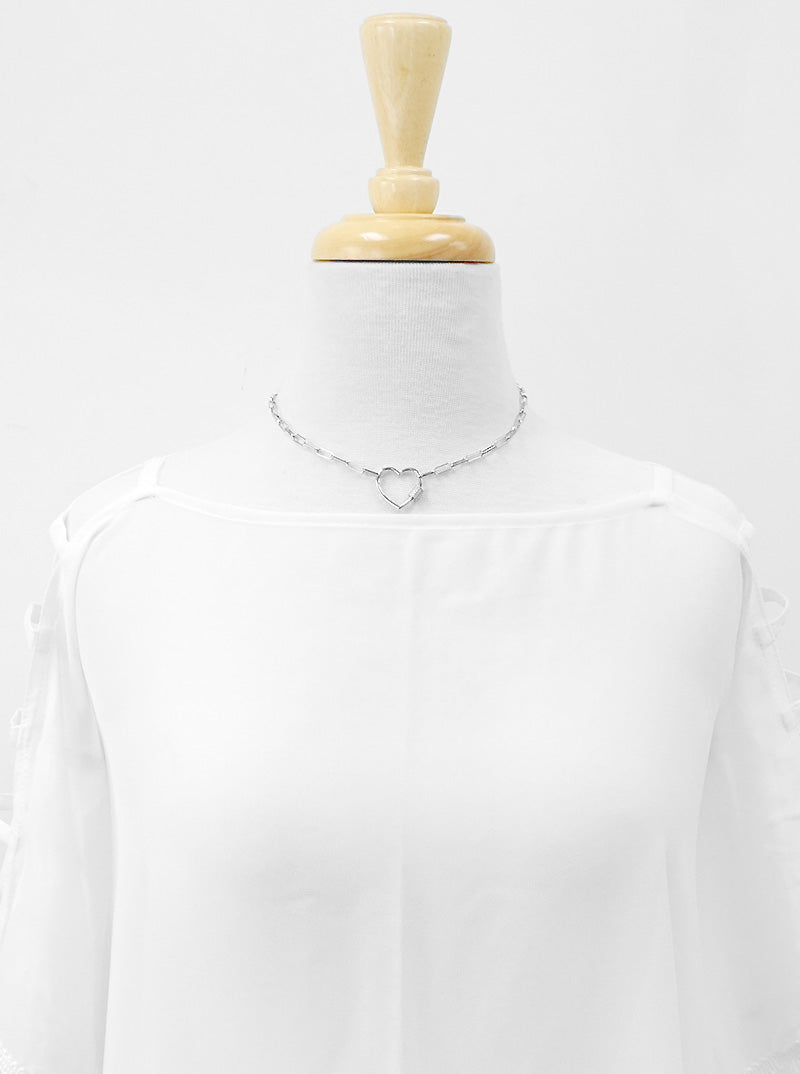 18K Gold Dipped CZ Pave Heart Pendant Chain Necklace