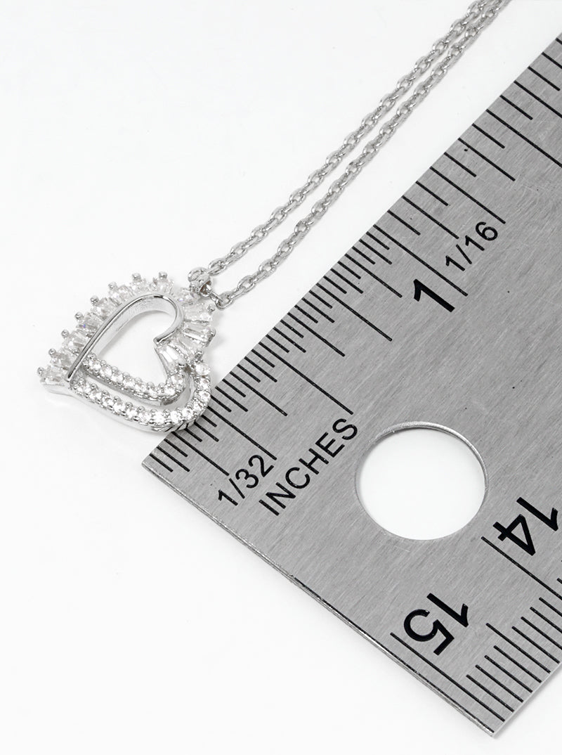 18K Gold Dipped CZ Pave Heart Pendant Delicate Necklace