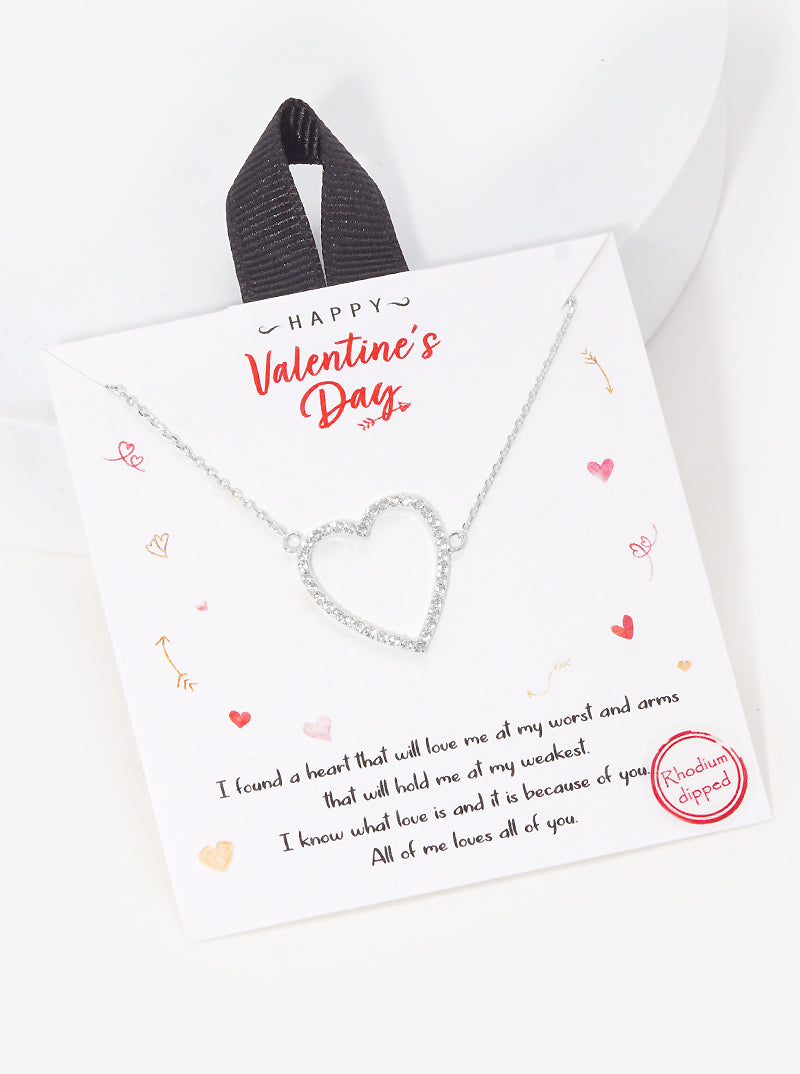 18K Gold Dipped CZ Pave Heart Pendant Necklace