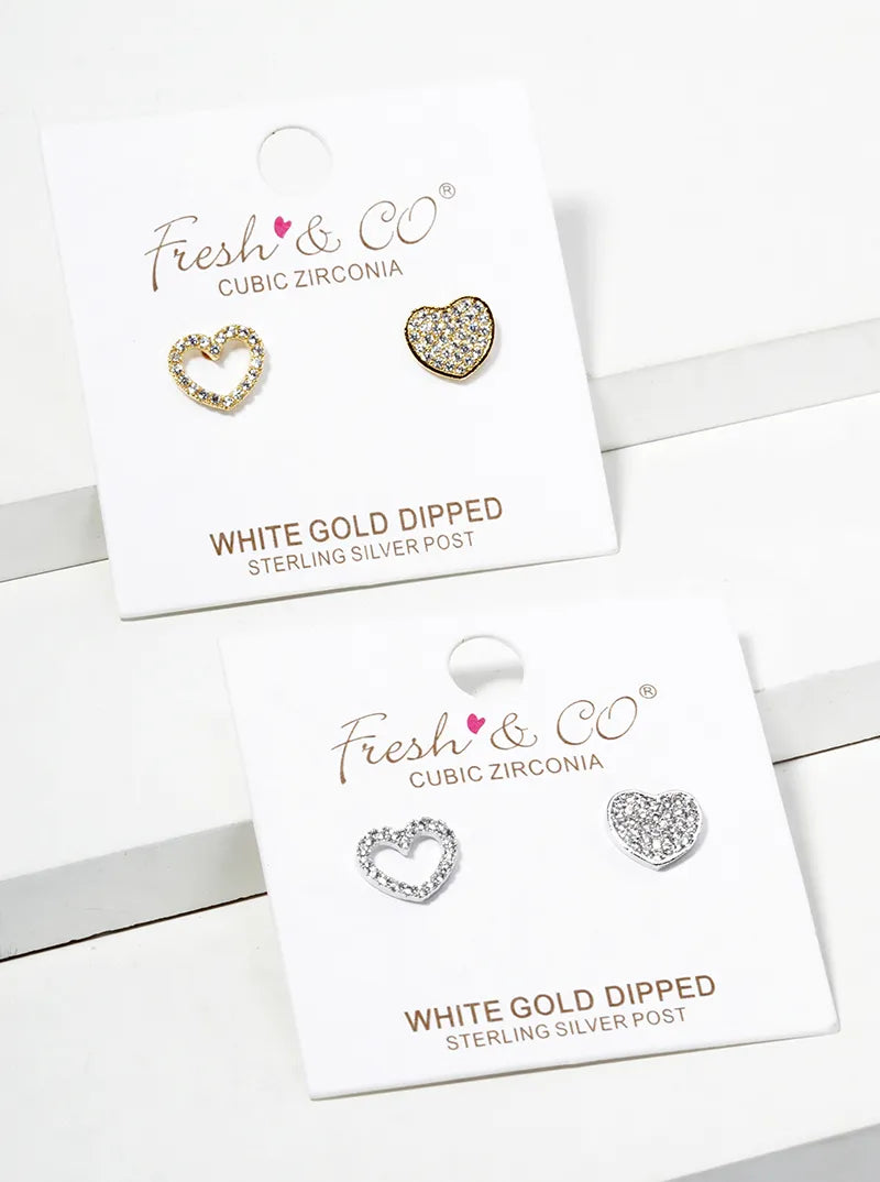 18K-Gold-Dipped 8mm CZ Pave Rounded-Square Post Stud Earrings