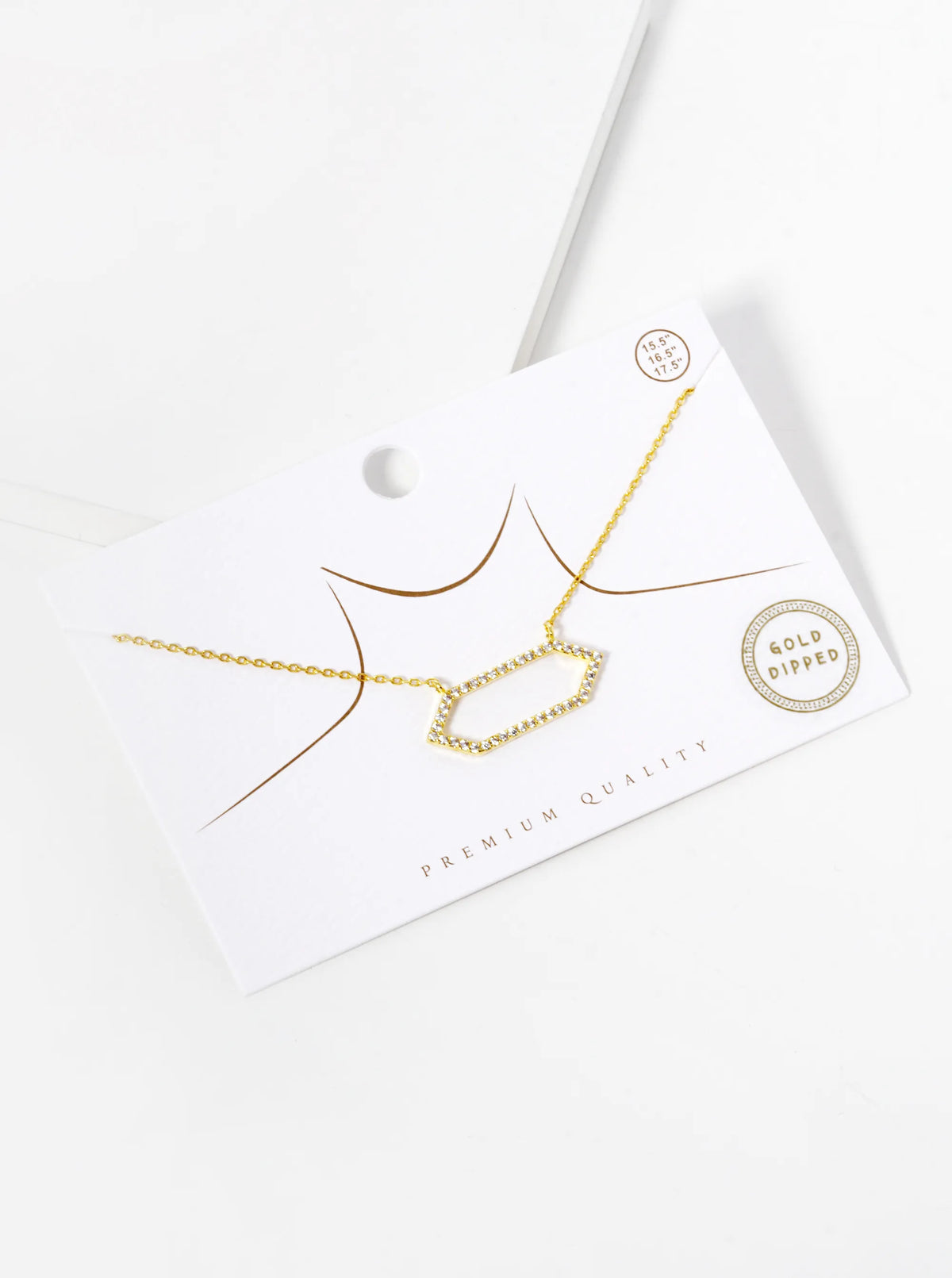 18K Gold Dipped CZ Pave Hexagon Pendant Necklace