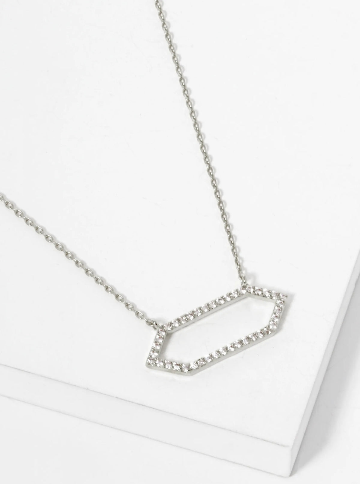 18K Gold Dipped CZ Pave Hexagon Pendant Necklace