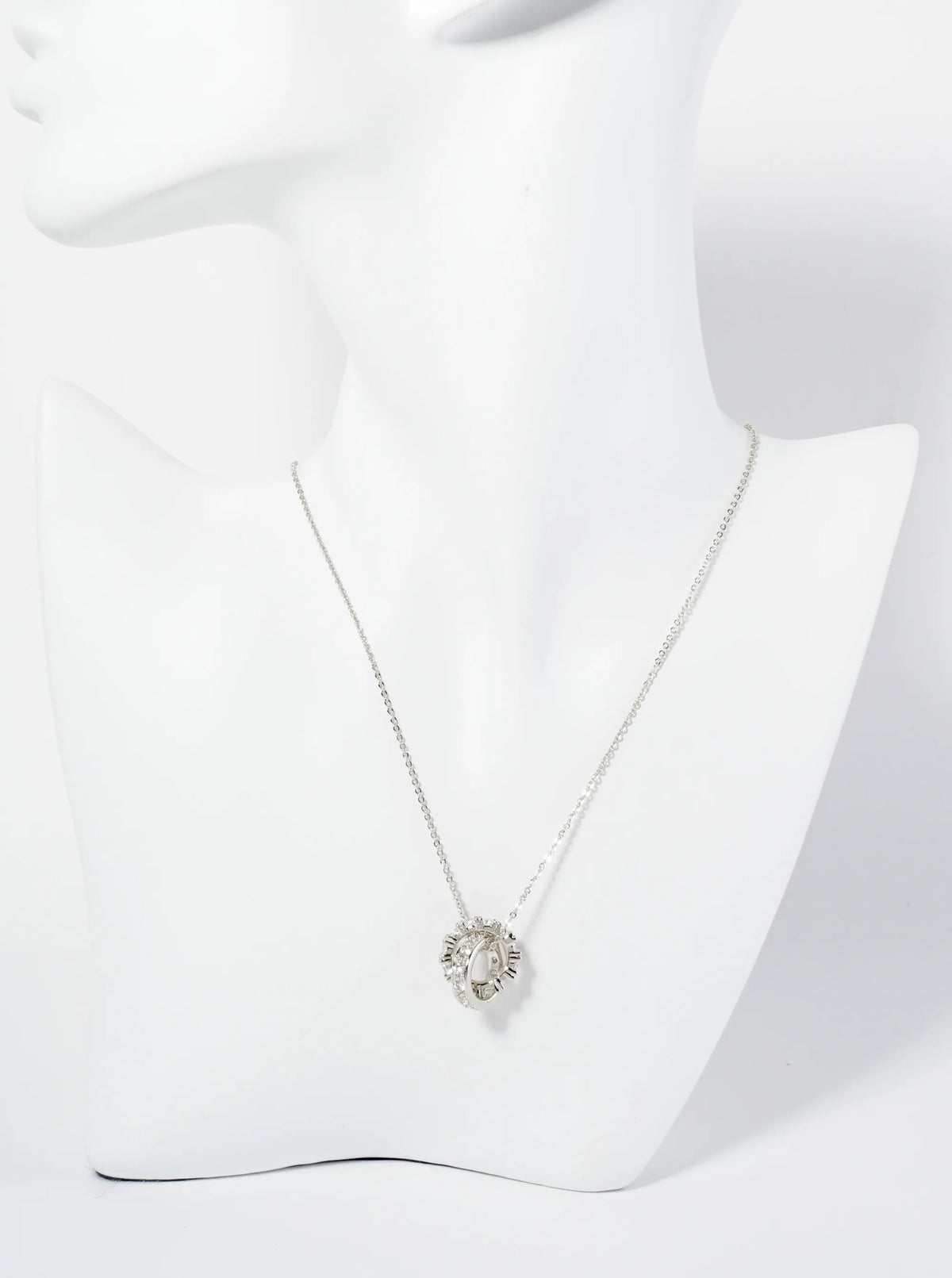 18K Gold Dipped CZ Pave Interlocking Circles Pendant Necklace