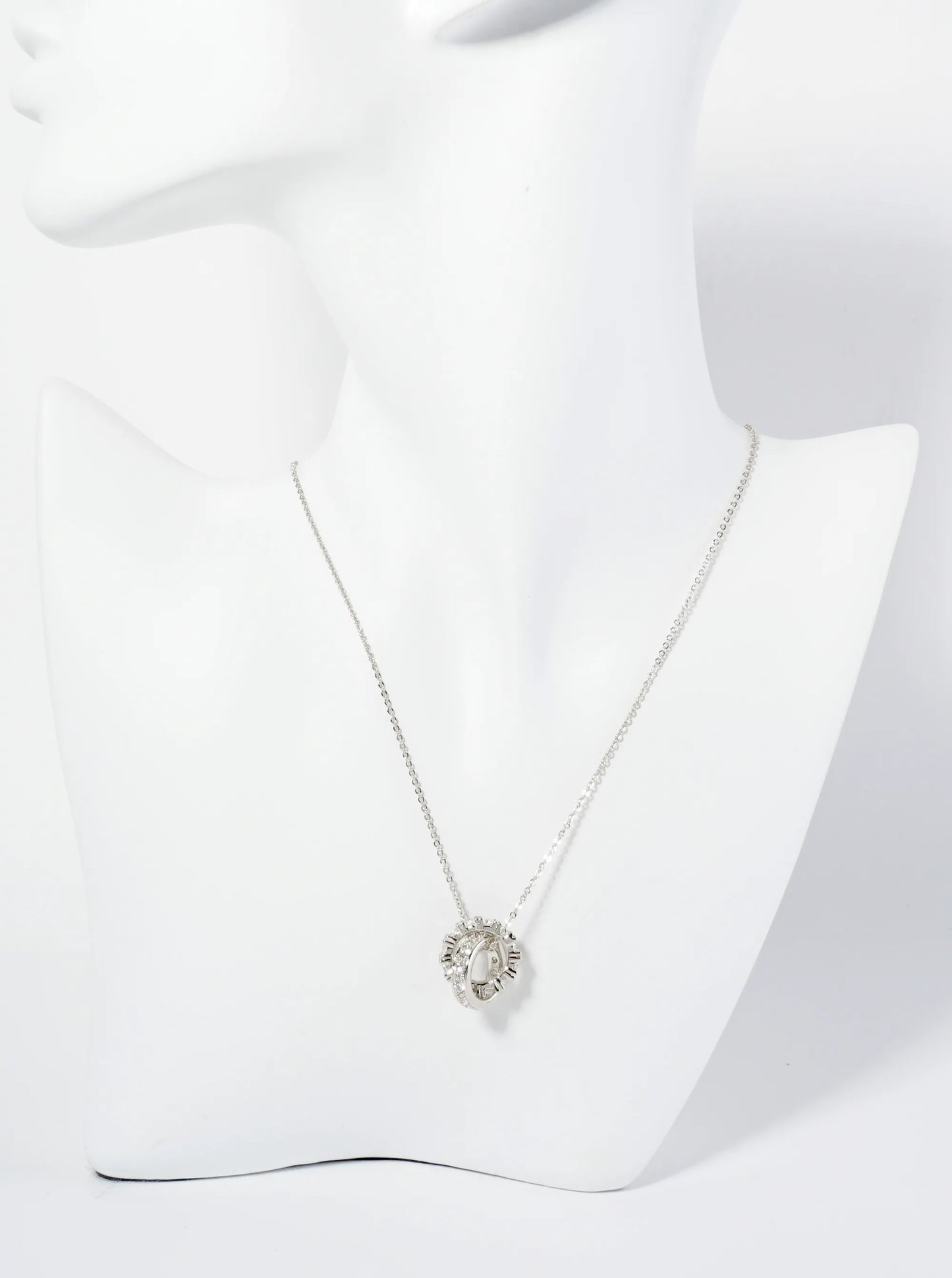 18K Gold Dipped CZ Pave Interlocking Circles Pendant Necklace