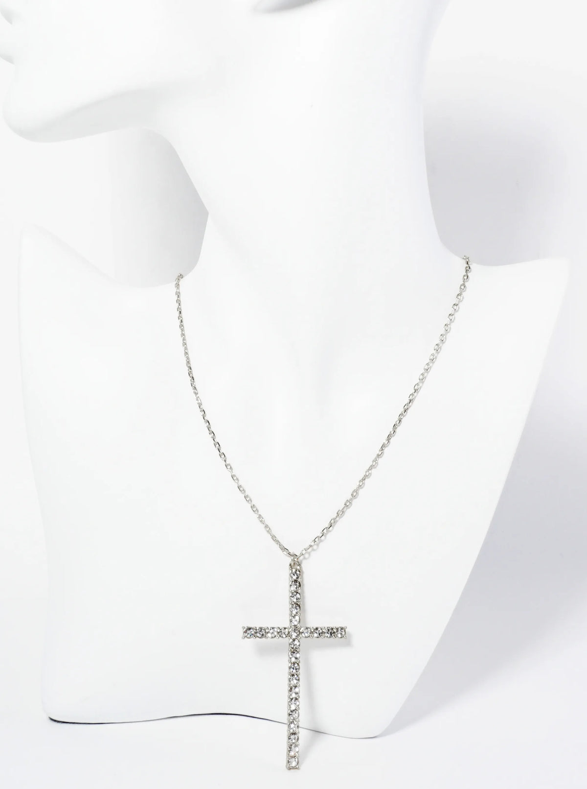 18K Gold Dipped CZ Pave Large Sized Cross Pendant Necklace