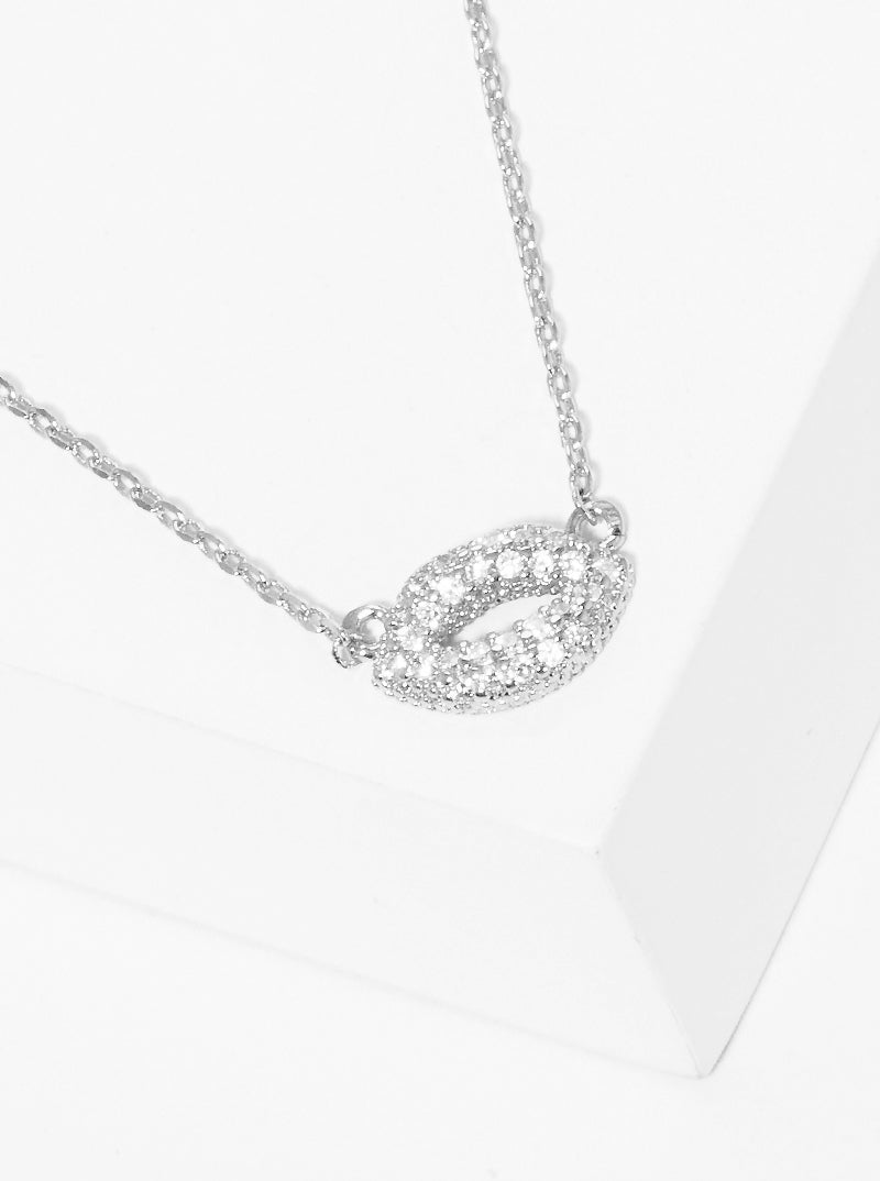 18K Gold Dipped CZ Pave Lips Pendant Necklace