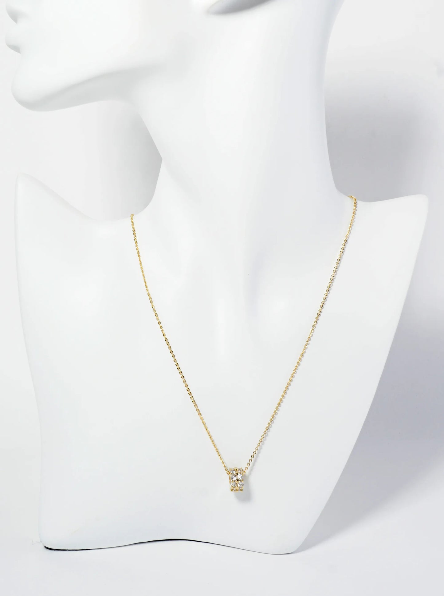 18K Gold Dipped CZ Pave Lucky Wheel Pendant Necklace