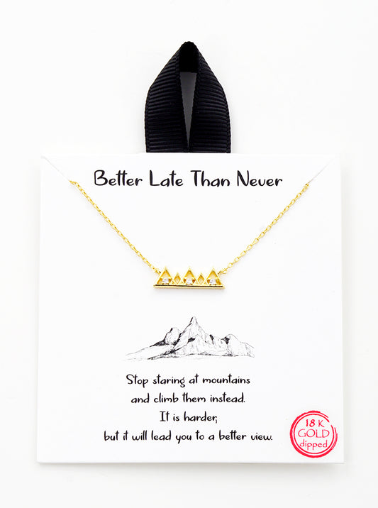 18K Gold Dipped CZ Pave Mountain Pendant Necklace