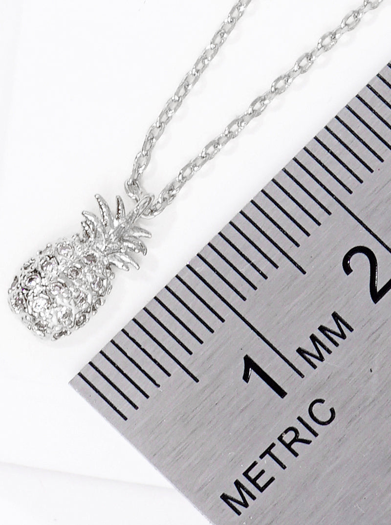 18K Gold Dipped CZ Pave Pineapple Pendant Delicate Necklace