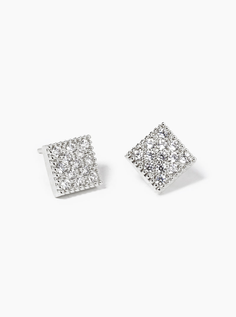 18k Gold Dipped CZ Pave Wishbone Post Stud Earrings