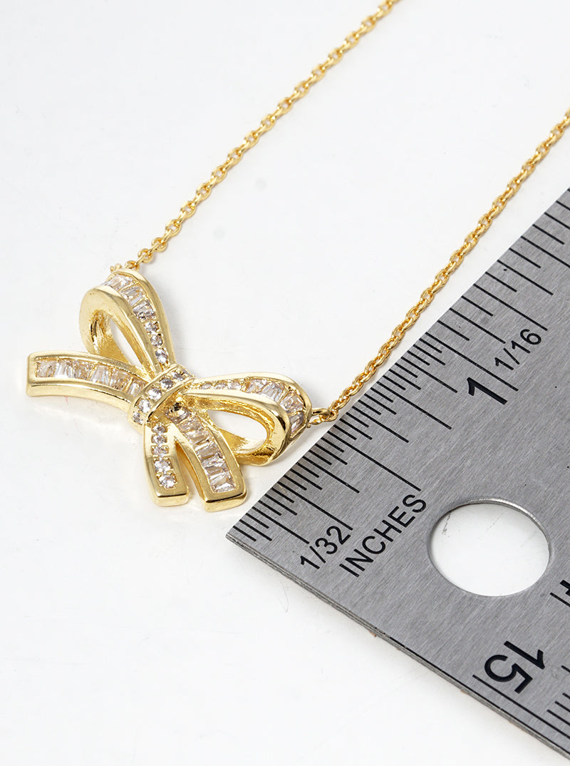 18K Gold Dipped CZ Butterfly Chain Drop Pendant Necklace