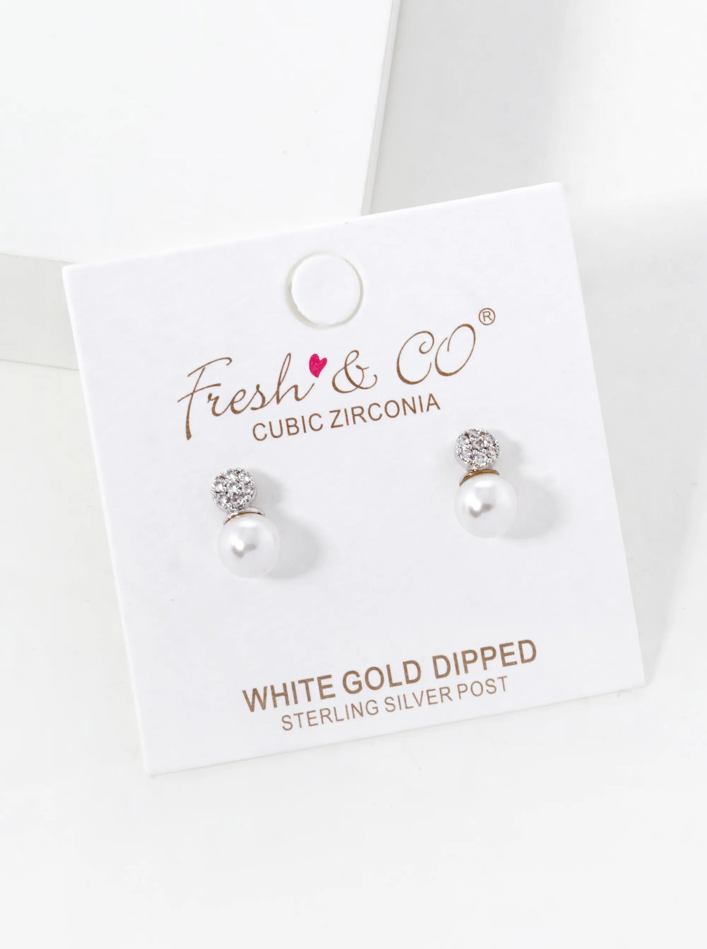 18K-Gold-Dipped CZ Pave Round With Pearl Drop Stud Earrings