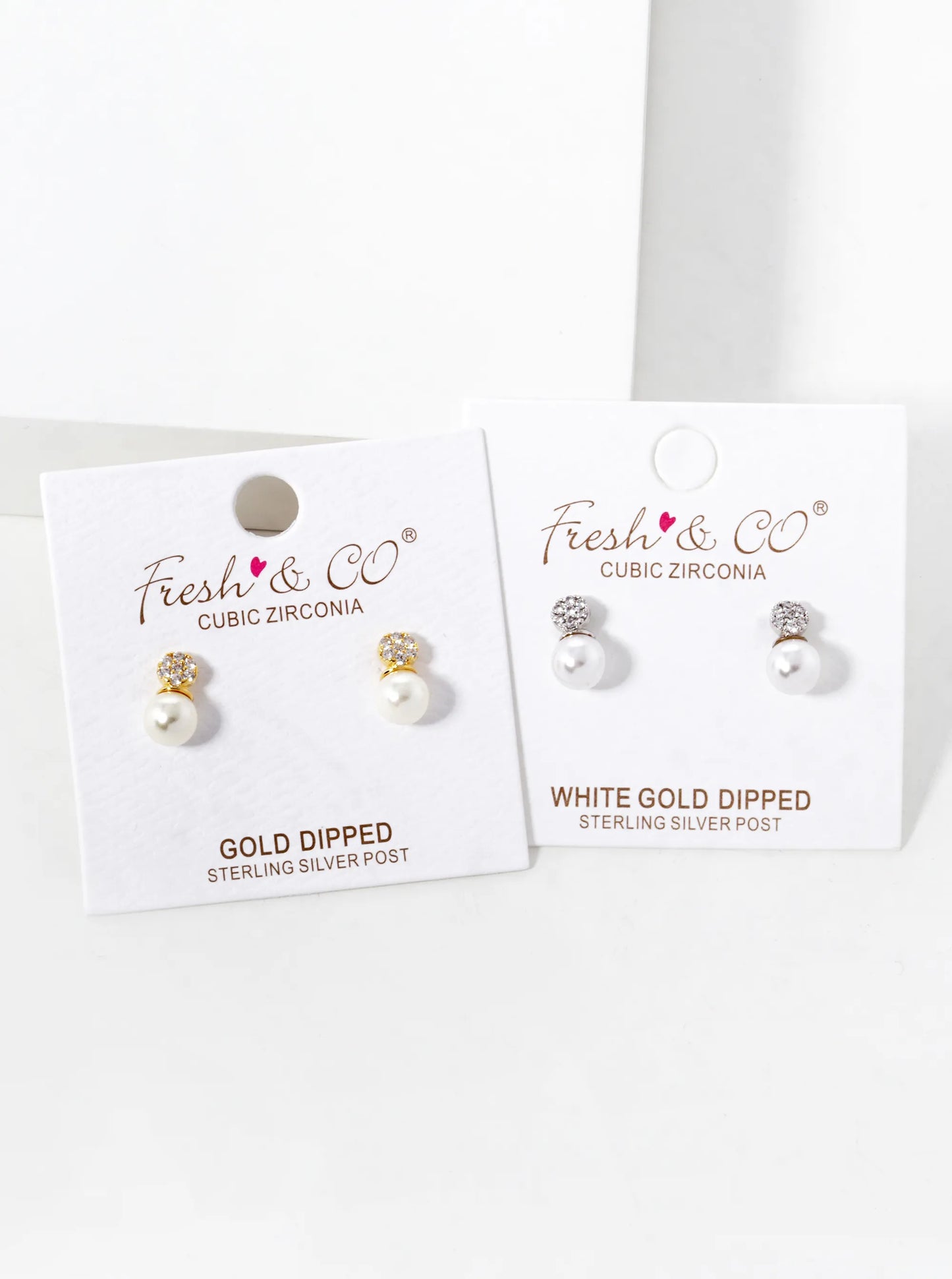 18K-Gold-Dipped CZ Pave Round With Pearl Drop Stud Earrings