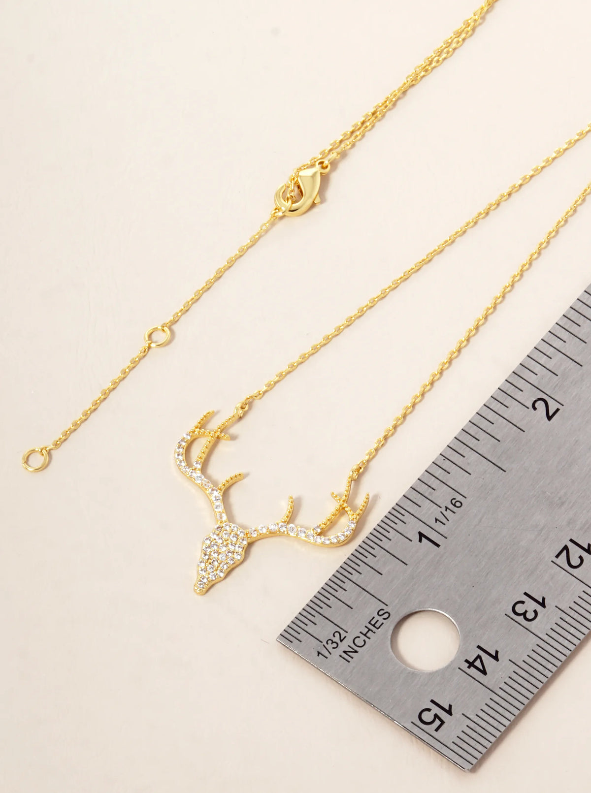 18K Gold Dipped CZ Pave Rudolph Pendant Christmas Necklace