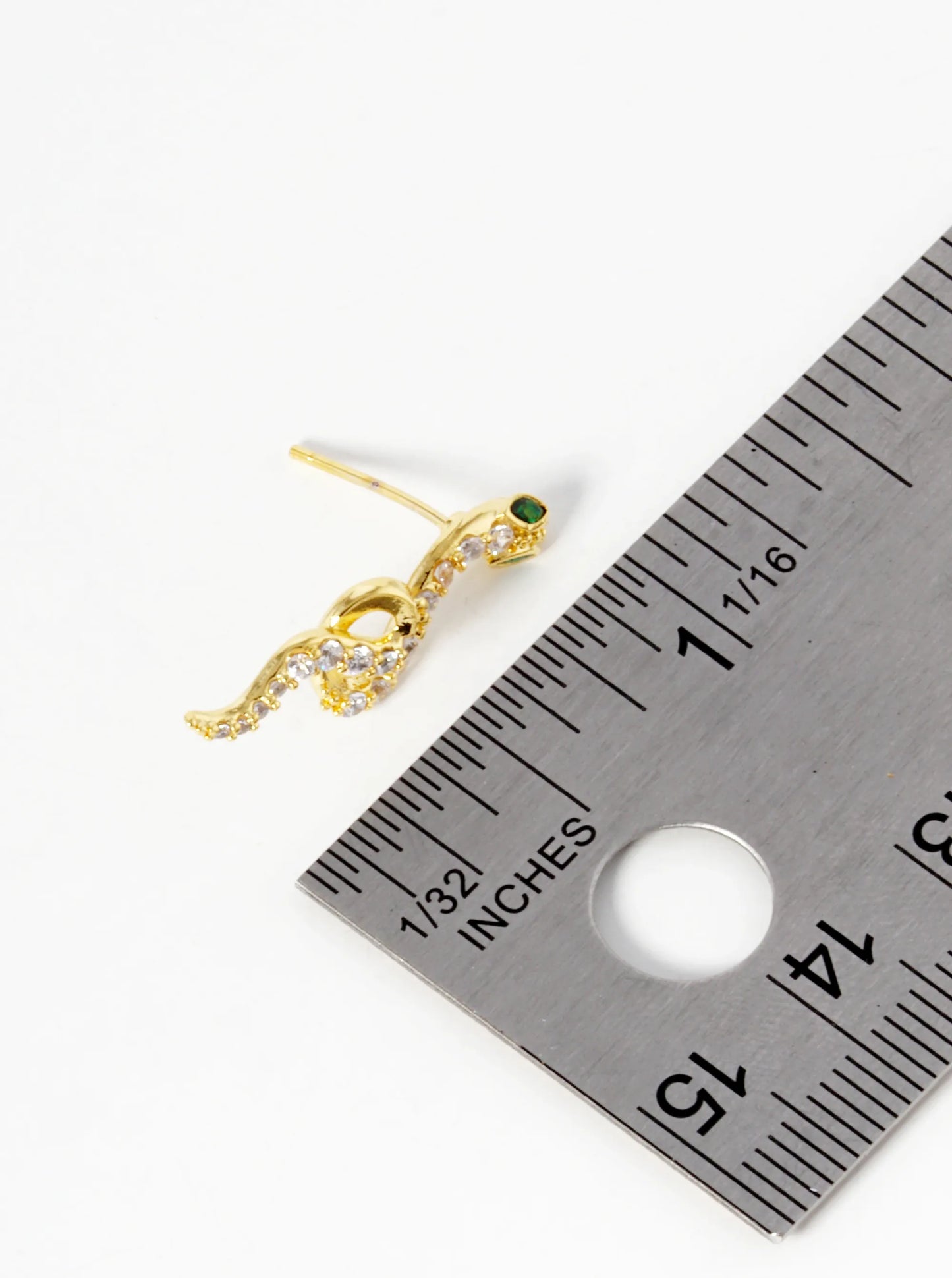 18K Gold Dipped CZ Pave Snake Stud Earrings