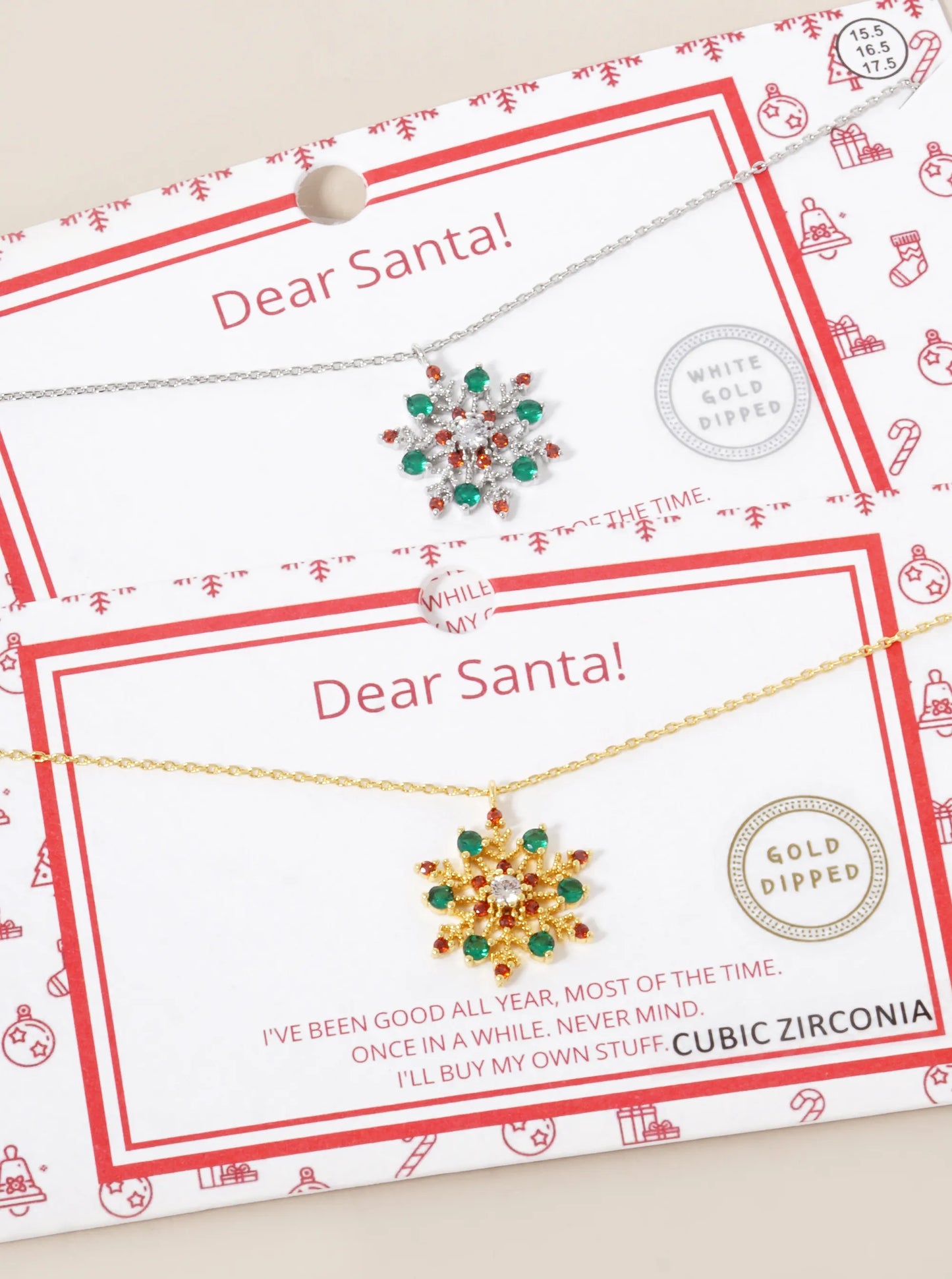 18K Gold Dipped CZ Pave Snowflake Pendant Christmas Necklace