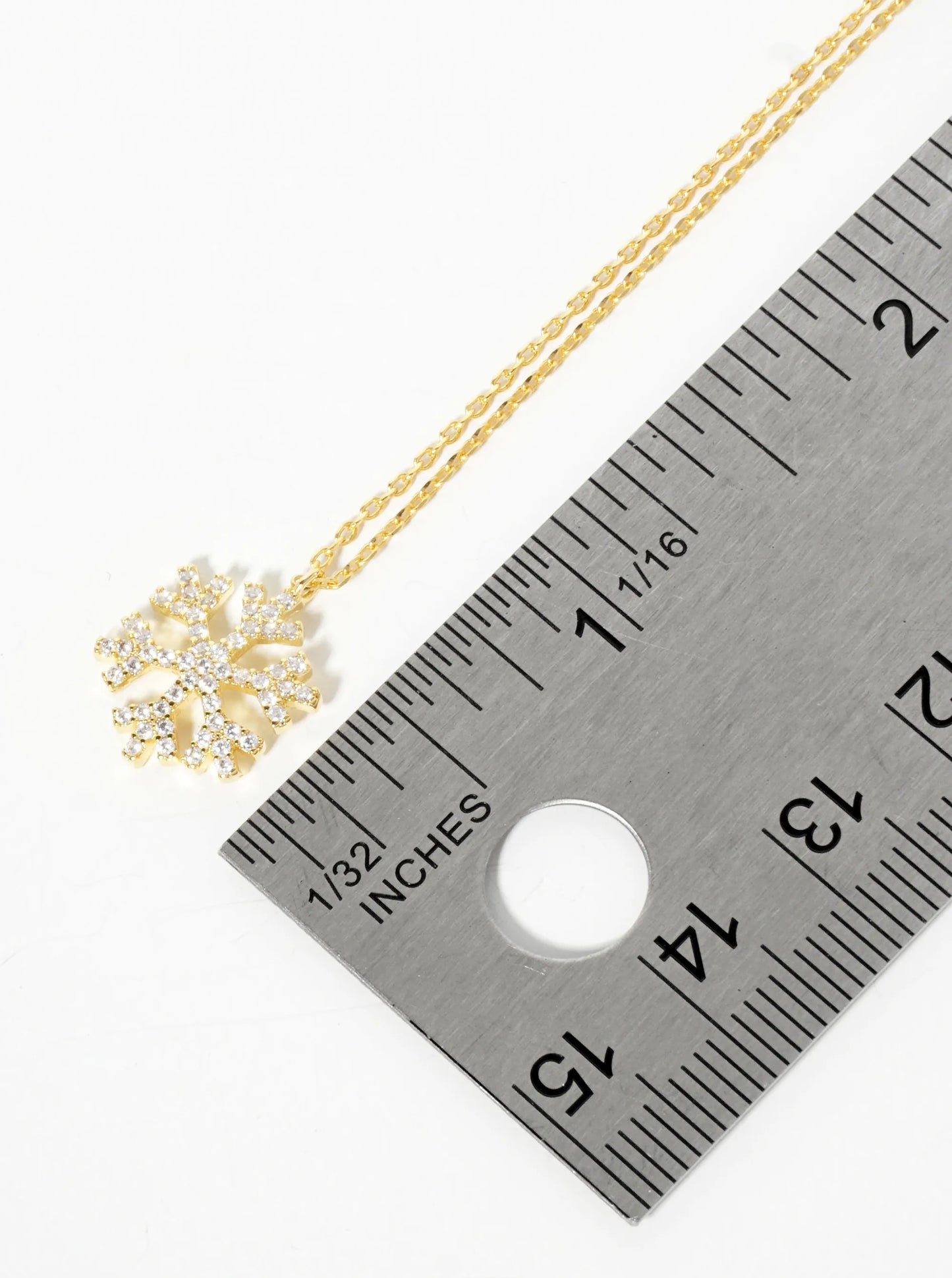 18K Gold Dipped CZ Pave Snowflake Pendant Necklace