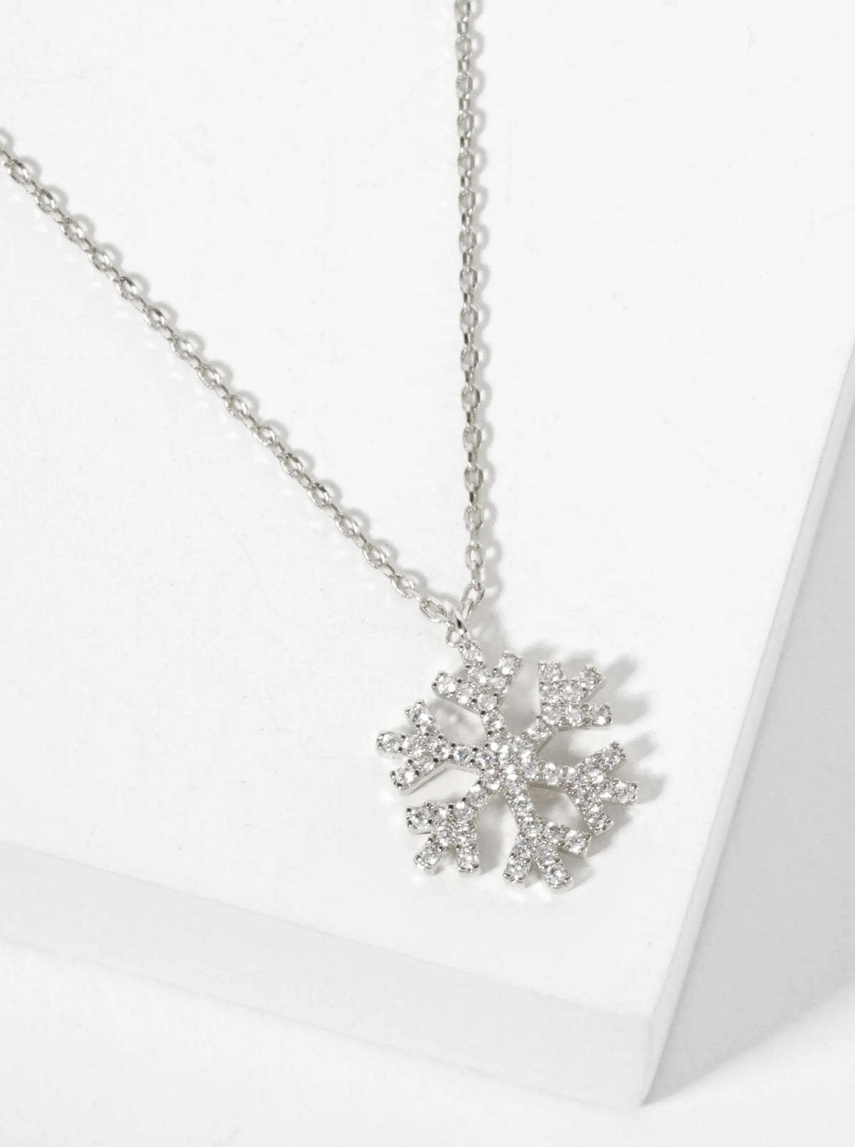 18K Gold Dipped CZ Pave Snowflake Pendant Necklace