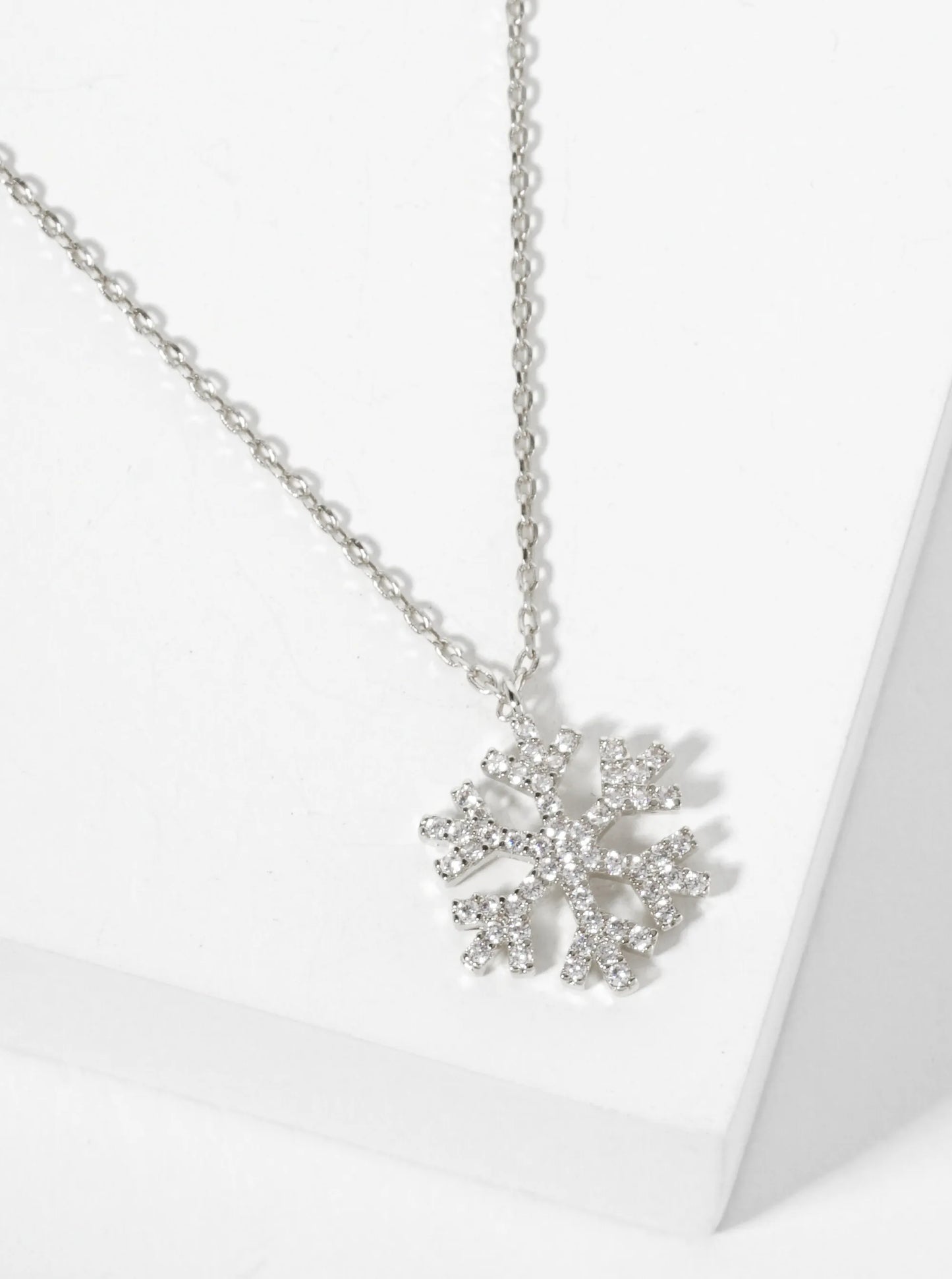 18K Gold Dipped CZ Pave Snowflake Pendant Necklace