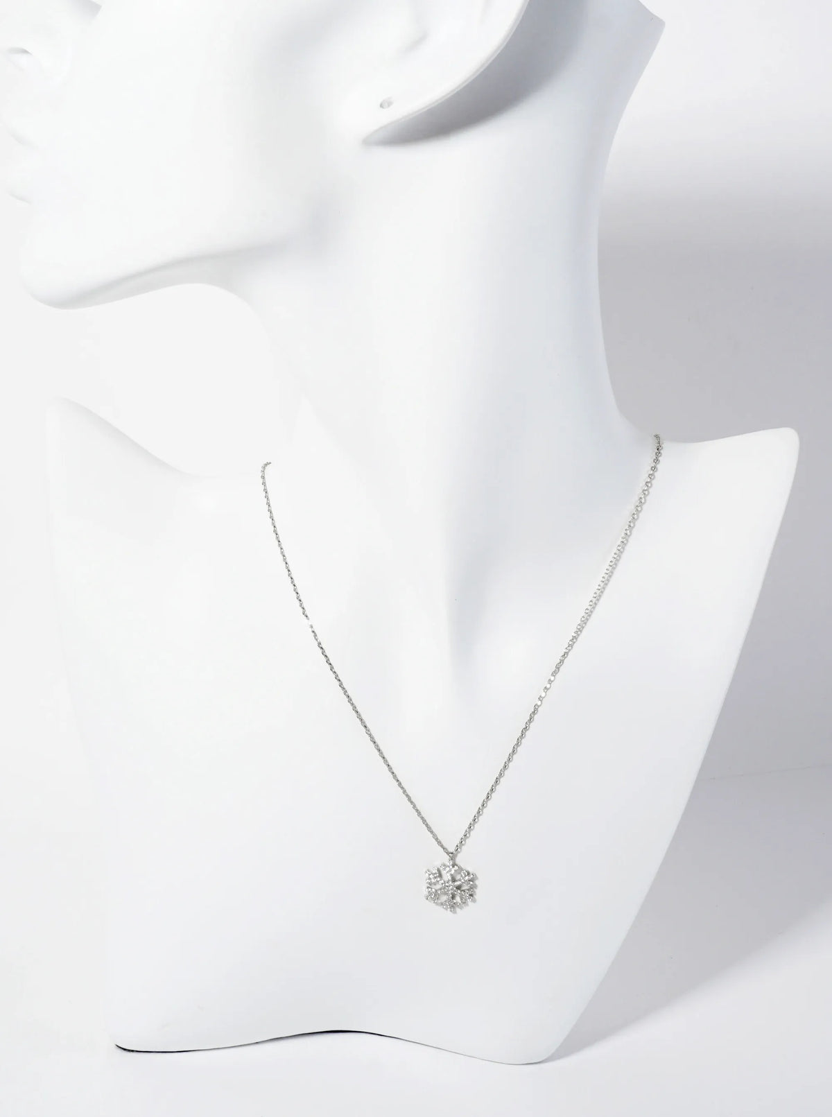 18K Gold Dipped CZ Pave Snowflake Pendant Necklace