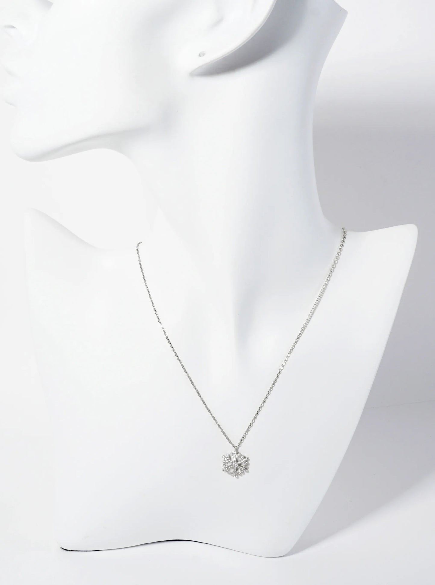 18K Gold Dipped CZ Pave Snowflake Pendant Necklace